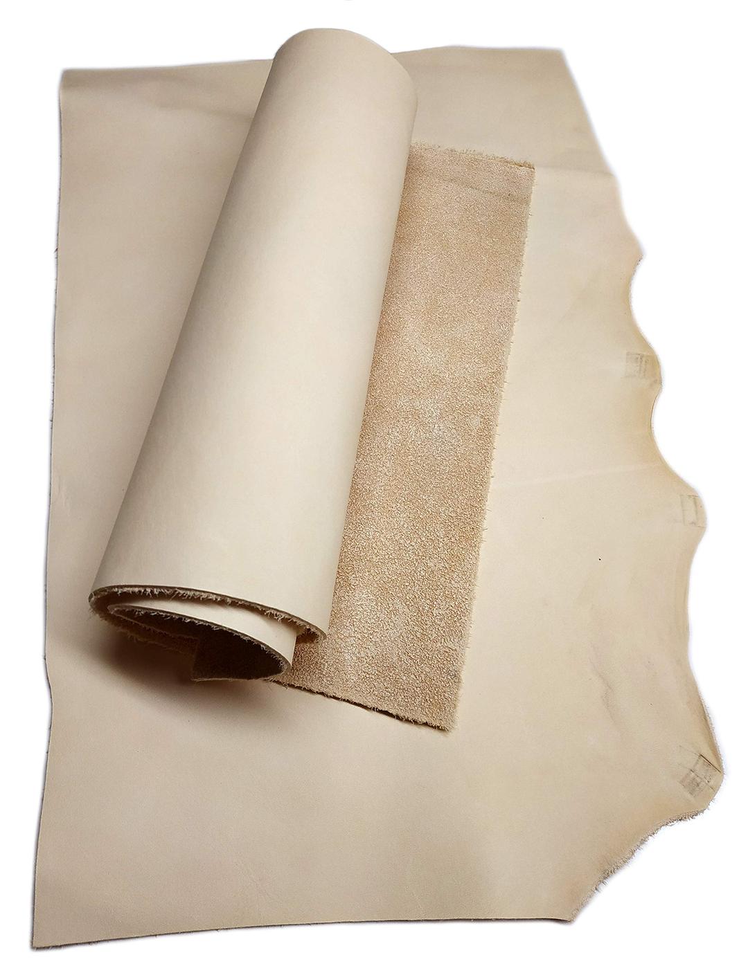 Upon Leather - Veg Tan Leather Pieces 3-4 Sq Feet - 1 LB large pieces and medium scraps | Medium weight 1.5-2.5 mm thick | Full Grain for Crafts & Workshop | Easy to tool carve paint dye stamp or mold