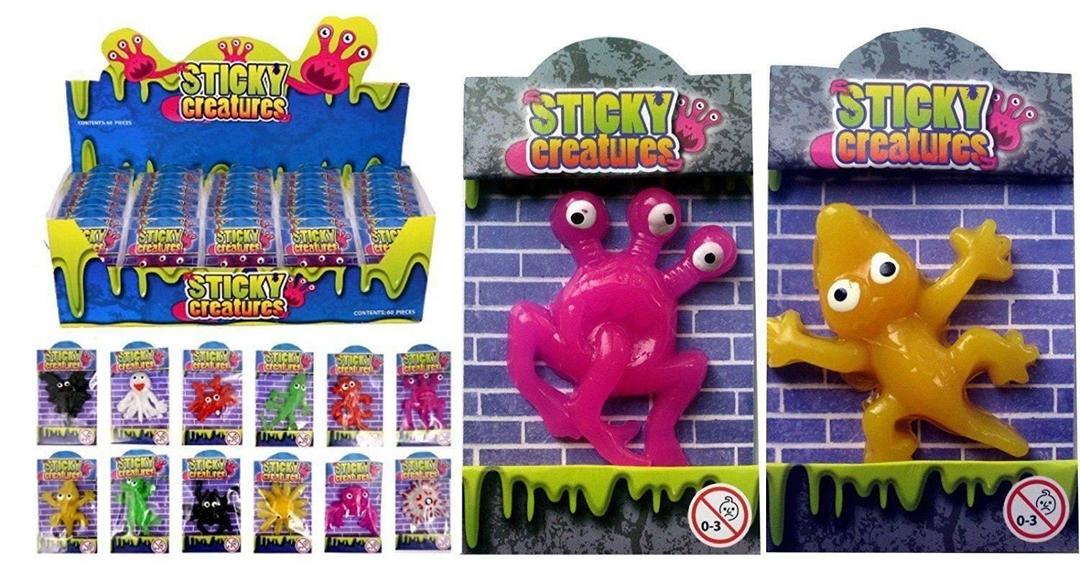 12 X Sticky Creatures Throwing Toys - Party Bag Filler