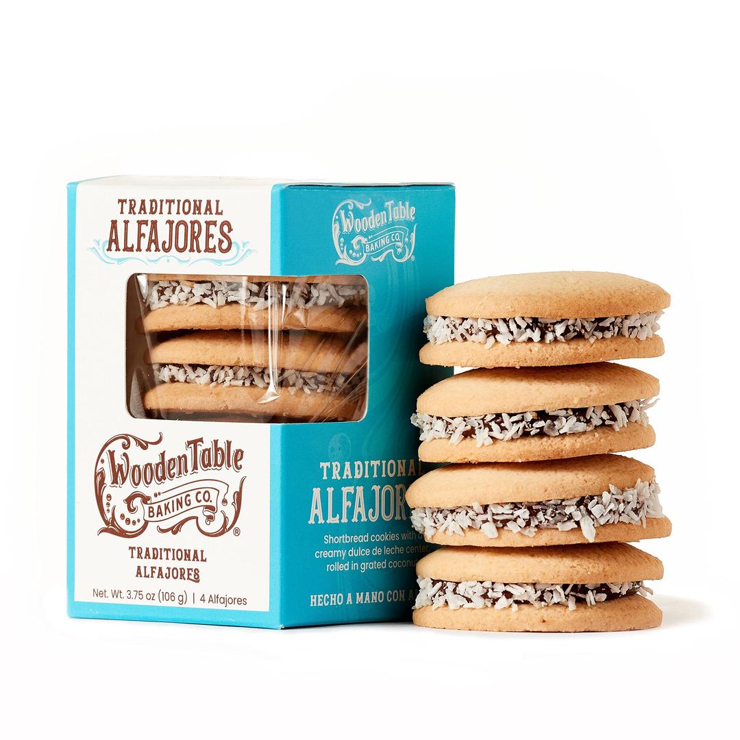 Traditional Alfajores Argentinos - Shortbread and Sandwich Cookies Rolled in Grated Coconut - Wooden Table Baking Company Gourmet Set Of 4pk Argentinean Cookies