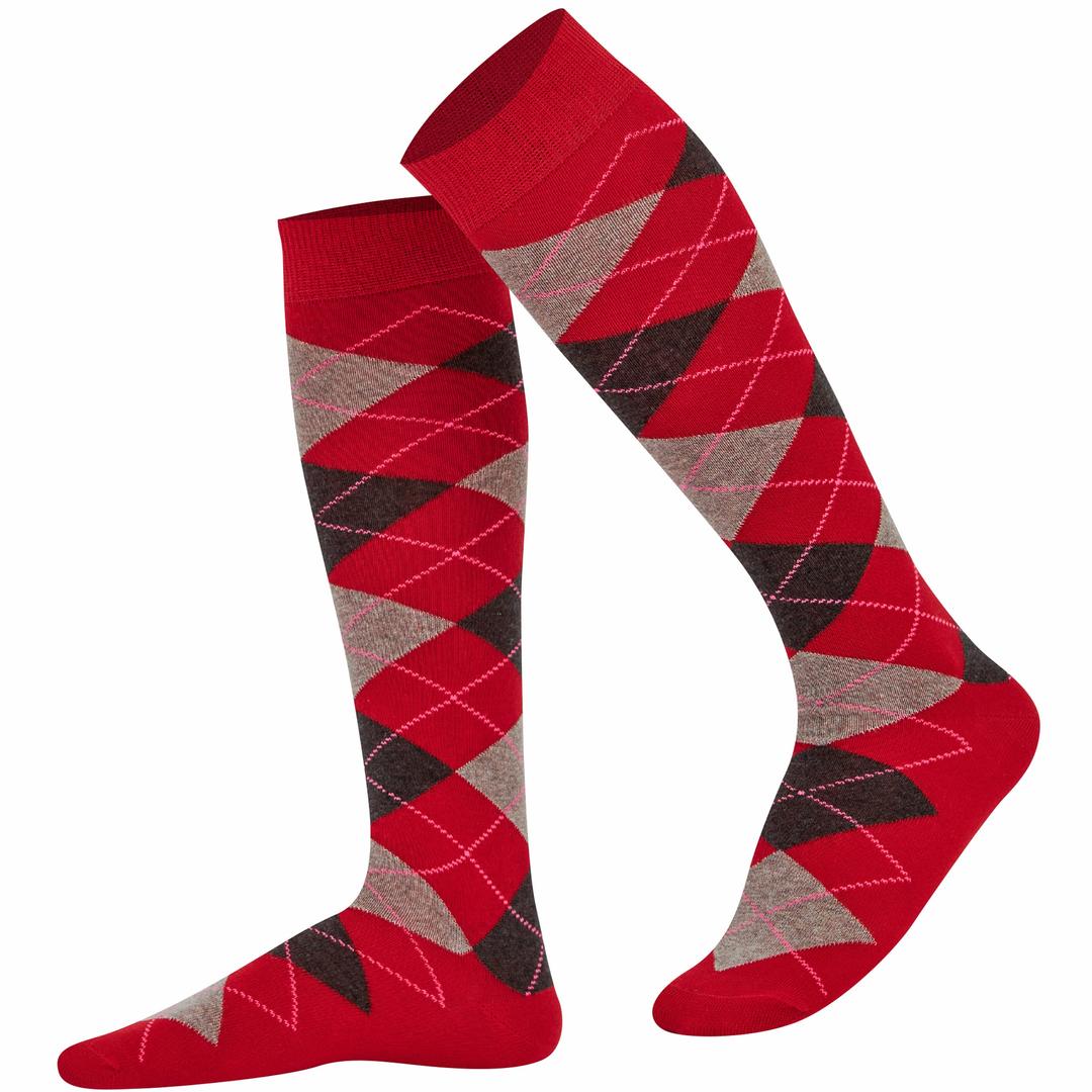 MysocksKnee High Socks for Women and Men - Breathable Combed Cotton Seamless Toe Argyle Unisex Long Socks - Casual Knee Length Golf Socks