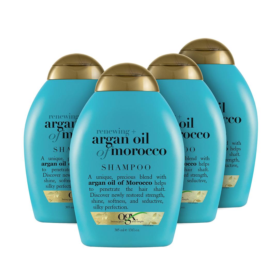 OGXRenewing and Cold-Pressed Argan Oil of Morocco Hydrating Shampoo, to Help Moisturize, Soften & Strengthen Hair, Paraben & Sulfate Free Surfactants, Floral, 52 Oz, Pack of 4