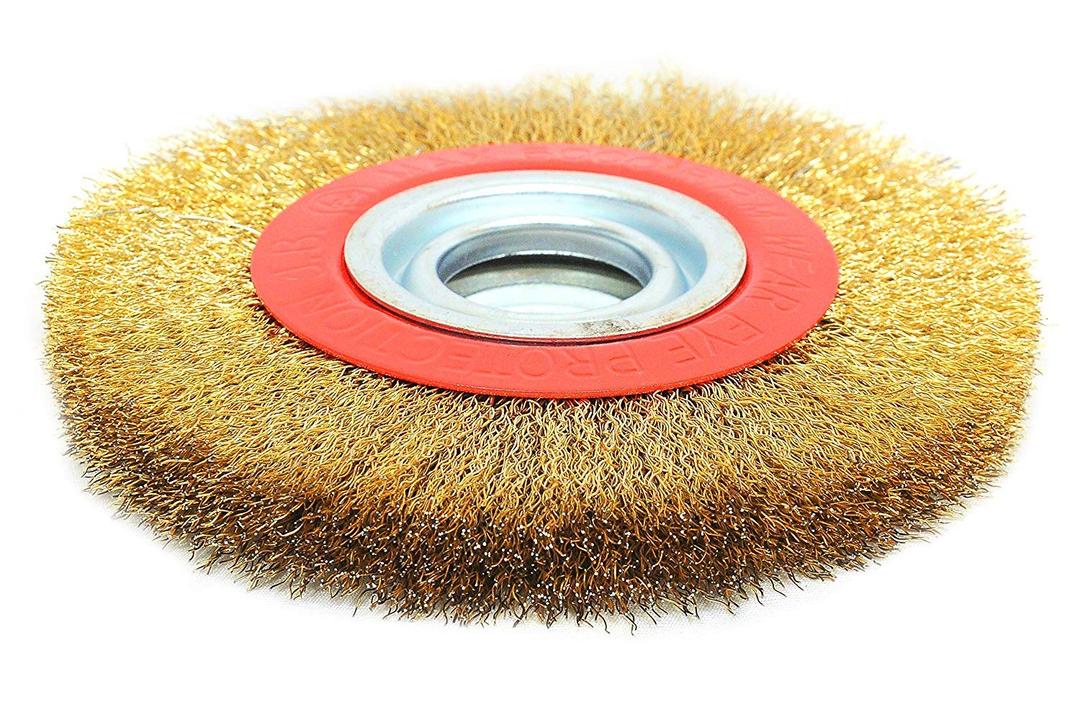 BRUSH HOUSE Steel Wire Wheel Brush and Adapter Rings for Grinding and Clean Polishing, Rust removal, Paint removal - Golden (6 inch )