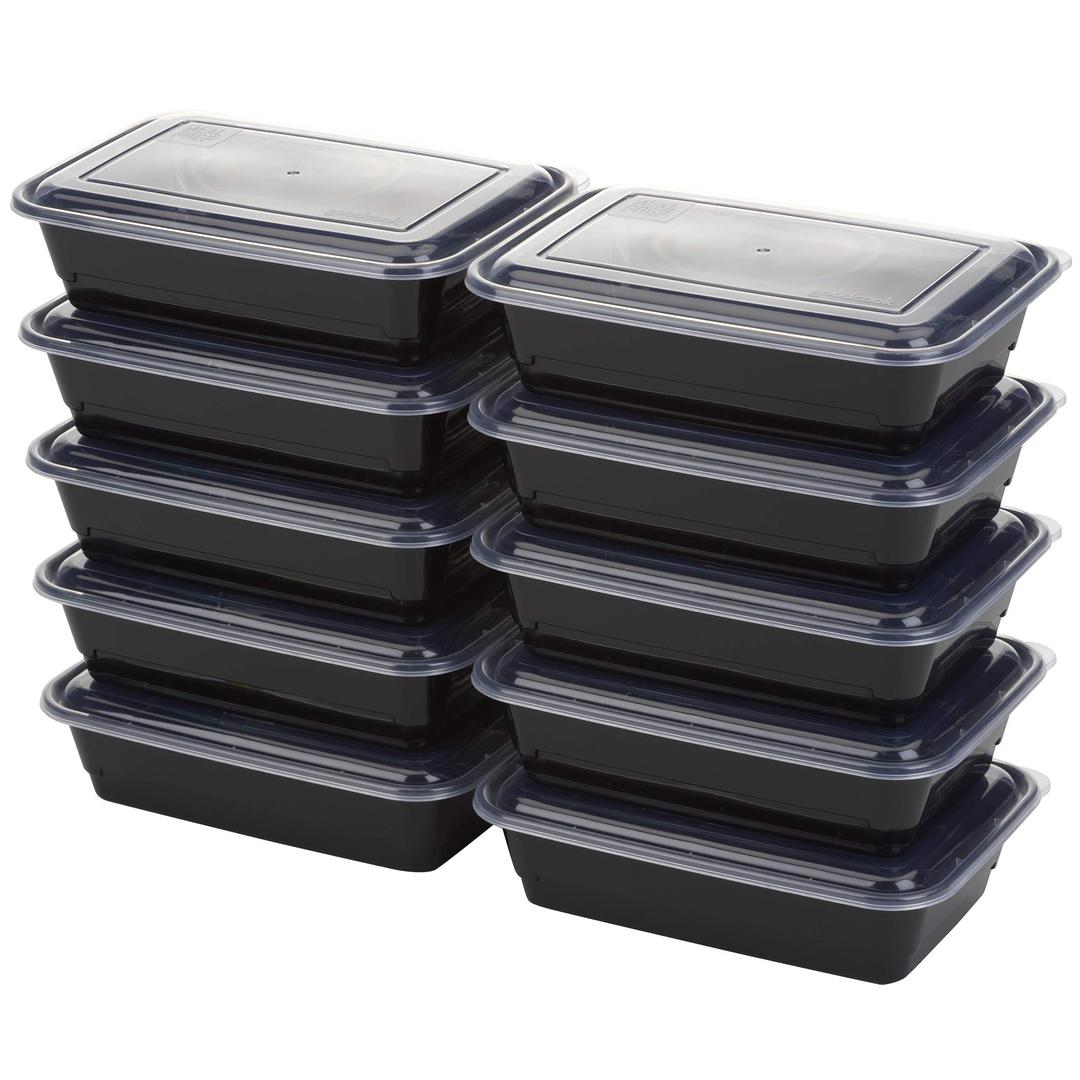 GoodCookMeal Prep Containers, Single Compartment 10-Pack, BPA-Free Reusable Food Storage, Black, Microwave & Freezer Safe, Stackable Meal Prep Containers for Lunches and Snacks