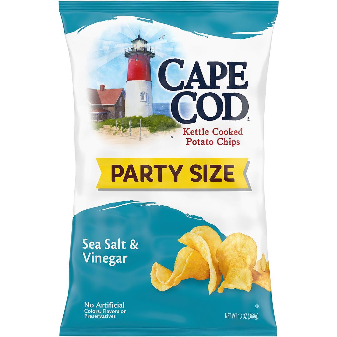 Cape CodPotato Chips, Sea Salt & Vinegar Kettle Chips, 13 Oz Party Size