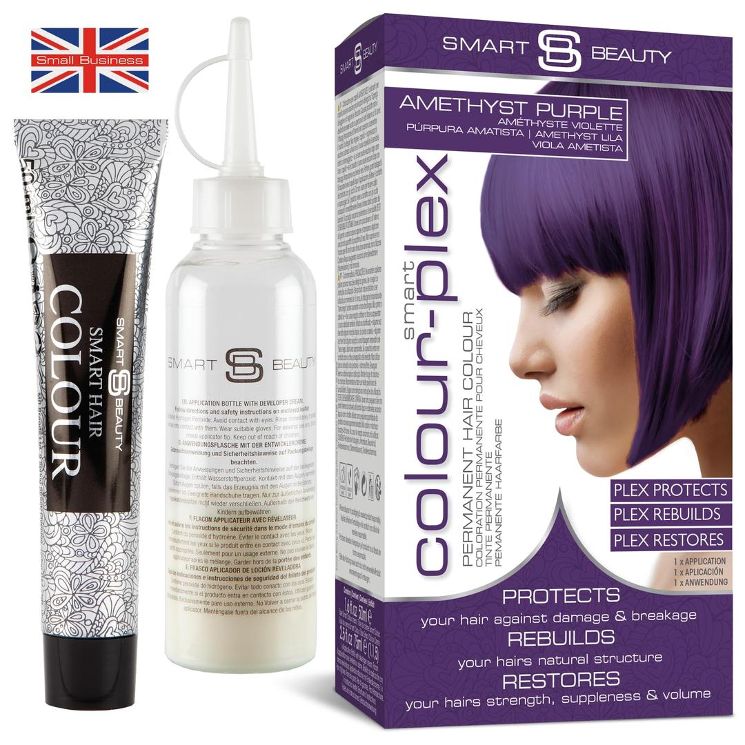 Smart BeautyAmethyst Purple Hair Dye Permanent with Anti-Breakage Plex Hair Care, Vegan Hair Dye & Cruelty-Free, 100% Grey Coverage, purple Hair Colour, For All Hair Types.