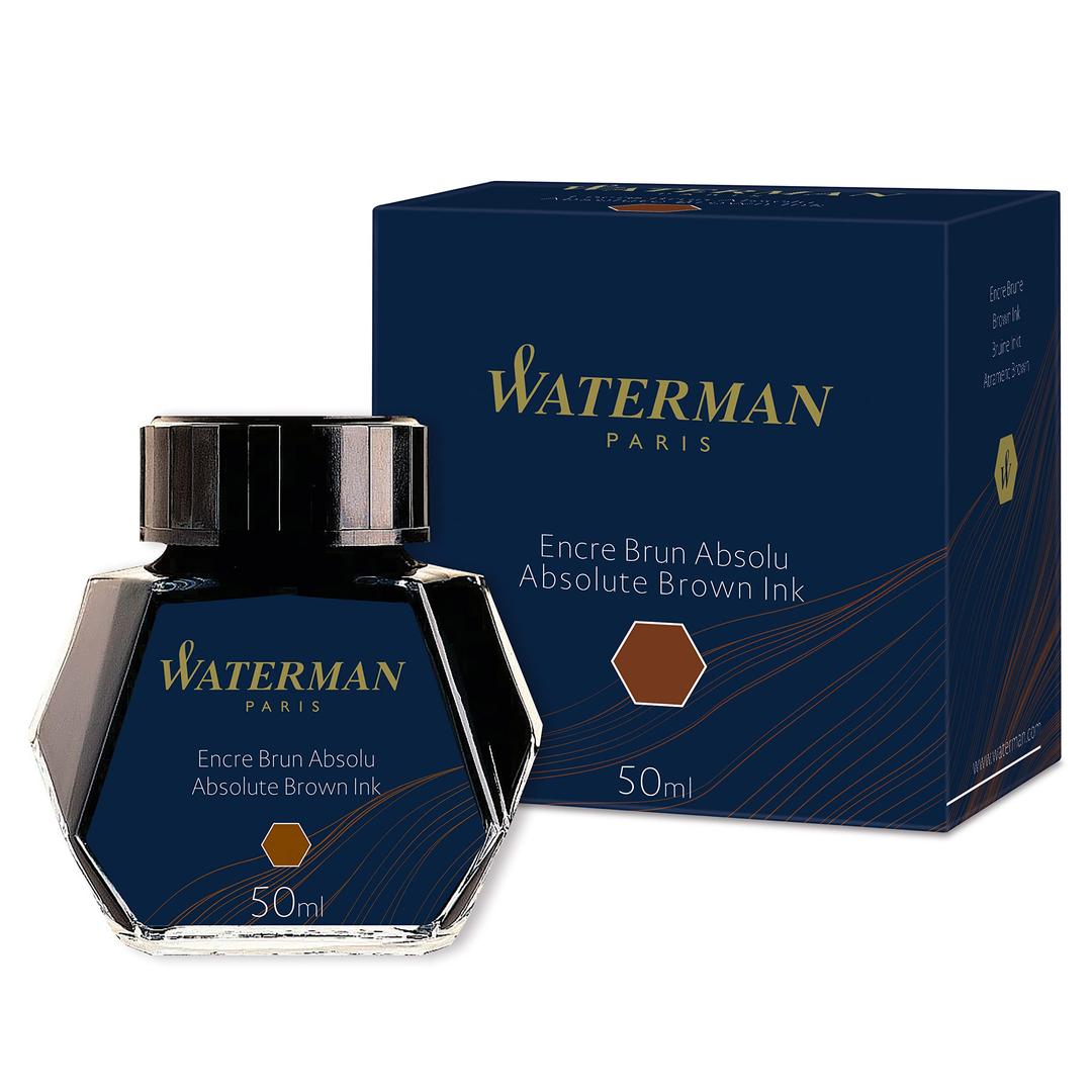 Waterman Fountain Pen Ink | Absolute Brown | 50ml Bottle