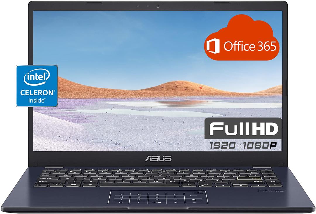 2022 ASUS L410 Thin Light Student Laptop Computer, 14" FHD Display, Intel Celeron Processor, 4GB RAM, 256 GB Storage, 12Hours Battery, Backlit Keyboard, Windows 10 + 1 Year Microsoft 365, Star Black