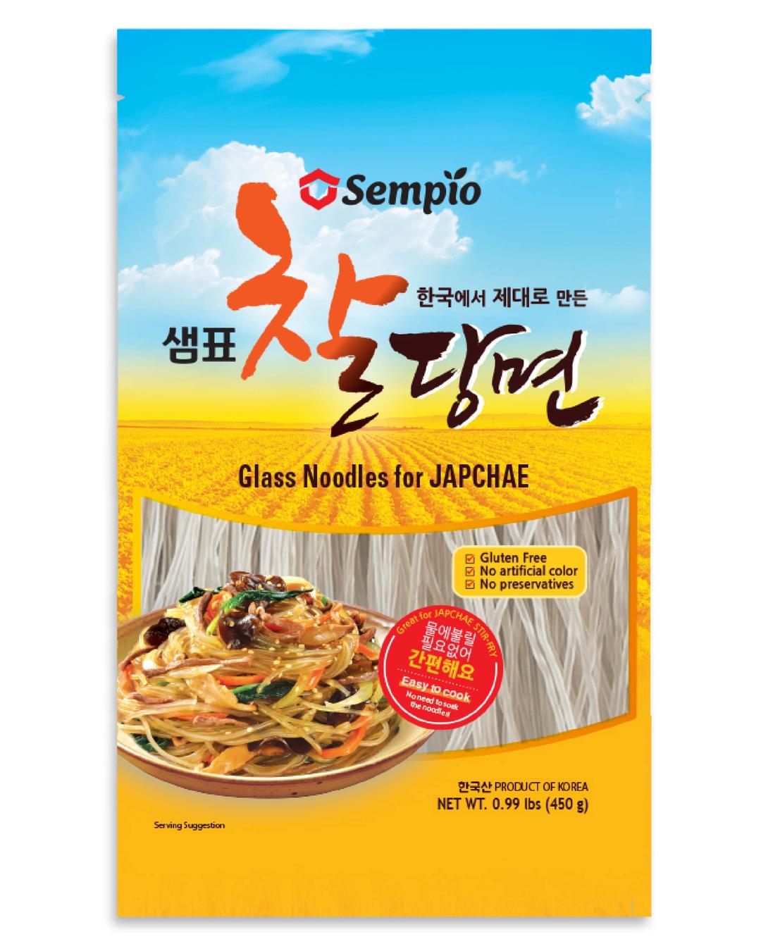 SempioGlass Noodles (1lbs) - Translucent Korean Vermicelli, Dangmyun. Stir-Fry, Japchae. Gluten-Free