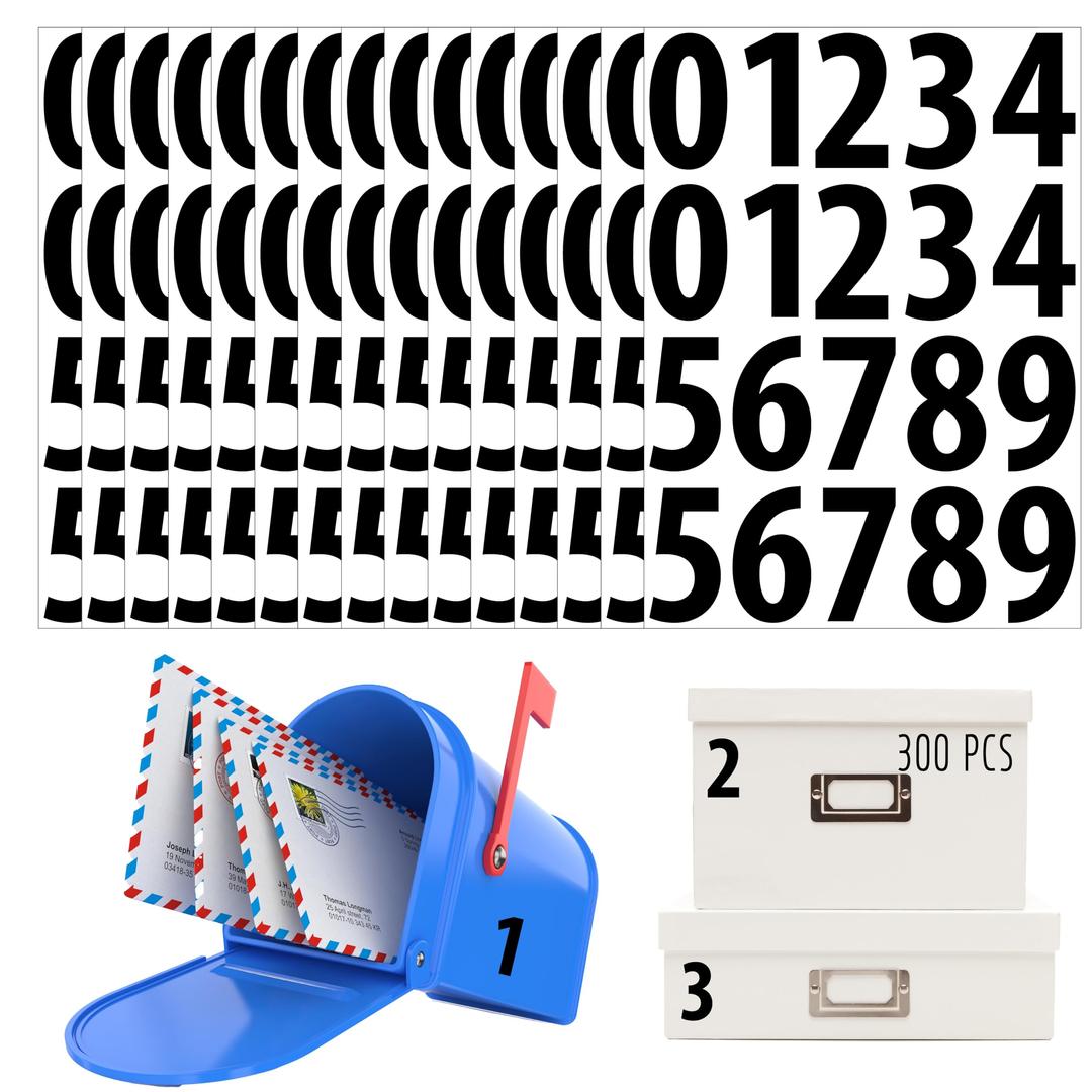 300 PCS Number Stickers, 2” Waterproof Vinyl Number Stickers Consecutive Number 0-9 Labels Self-Adhesive Without Residue Left for Office, Classroom, Indoor, Boxes, Storage (15 Sheets, Black)