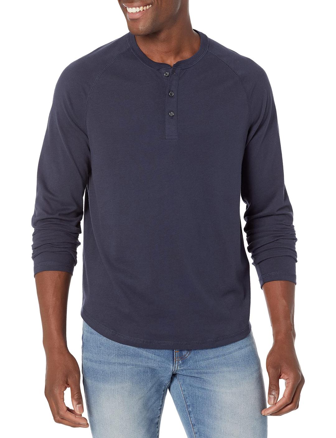 Amazon EssentialsMen's Regular-Fit Long-Sleeve Henley Shirt (Available in Big & Tall)