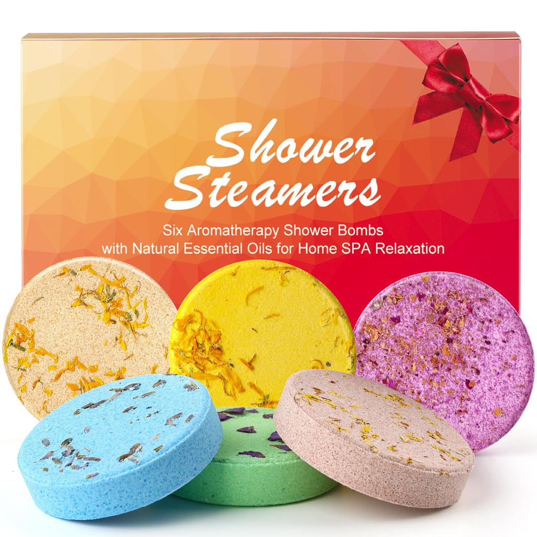 Mom's Gift Shower Steamers, 6pcs Shower Bath Bombs with Essential Oils for Self Care & SPA Relaxation, Mothers Day Gifts, Stress Relief, Birthday Gifts for Women Men,Gifts for Her