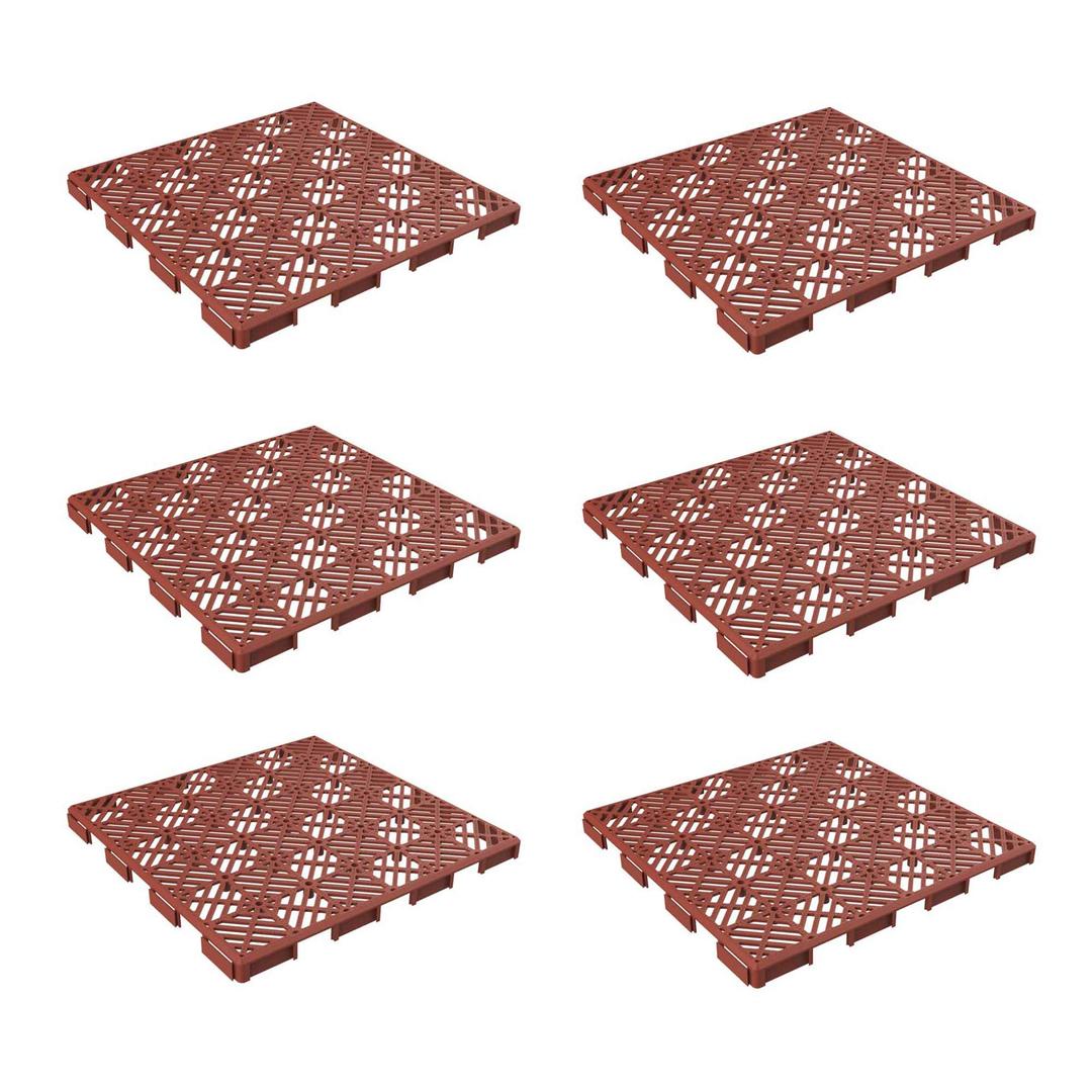 Deck Tiles - 6-Pack Pavers - Polypropylene Interlocking Patio Tiles - Outdoor Tiles for Patio, Porch, Garage, or Pool Deck by Pure Garden (Terracotta)