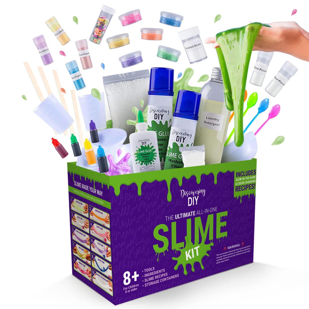 Discovering DIYSlime Kit for Girls and Boys - 52-Piece Slime Making Kit for Kids w/Craft Supplies - Makes Unicorn, Cloud, Butter, Galaxy, Mermaid and Slime for Kids