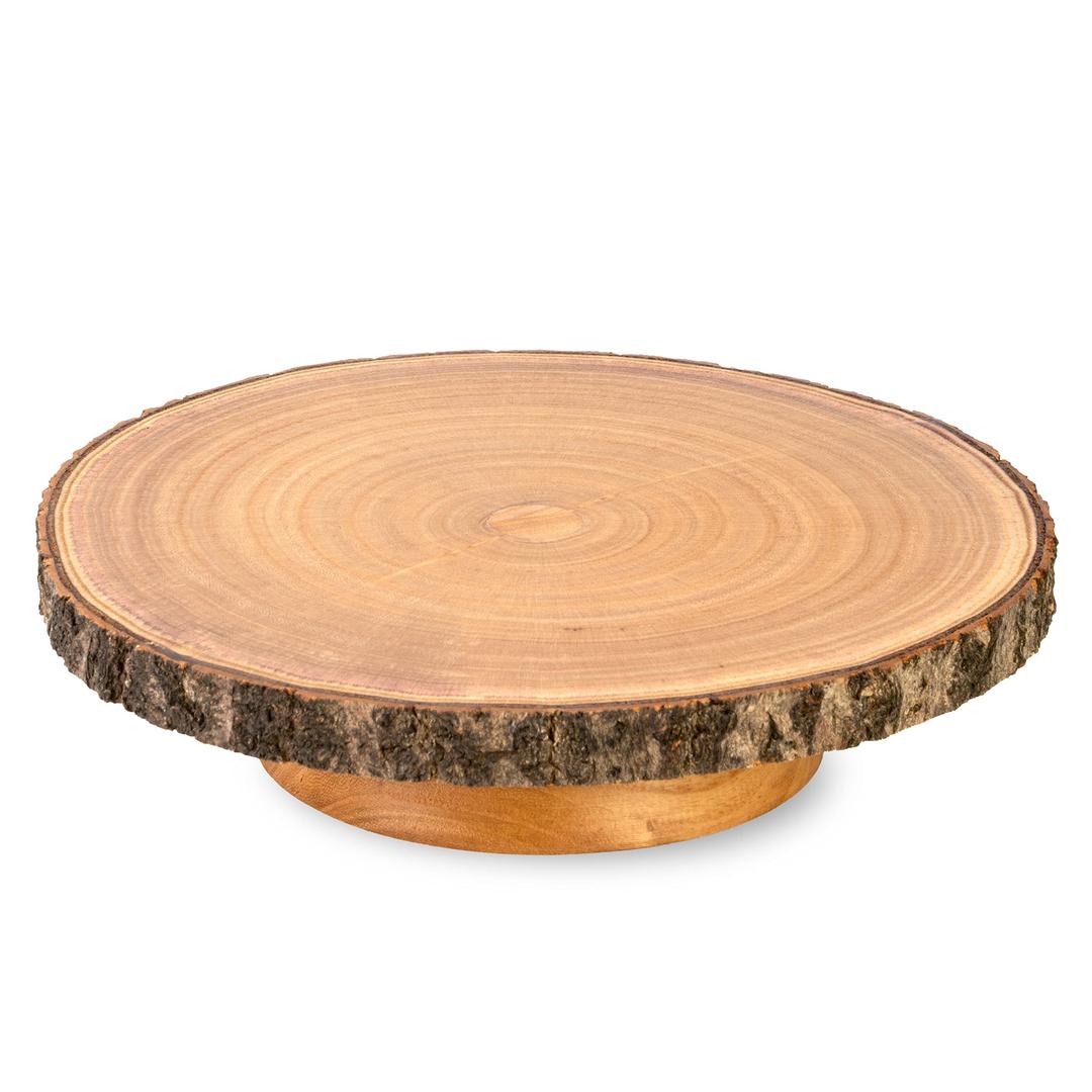 Rustic Wood Cake Stand - Easy to Clean Wood Slice - Large 10-12 inch Wooden Cake Stand Rustic - Wedding Tree Trunk Cake Stand - Beautiful Farmhouse Tree Stump - Cake Display Stand