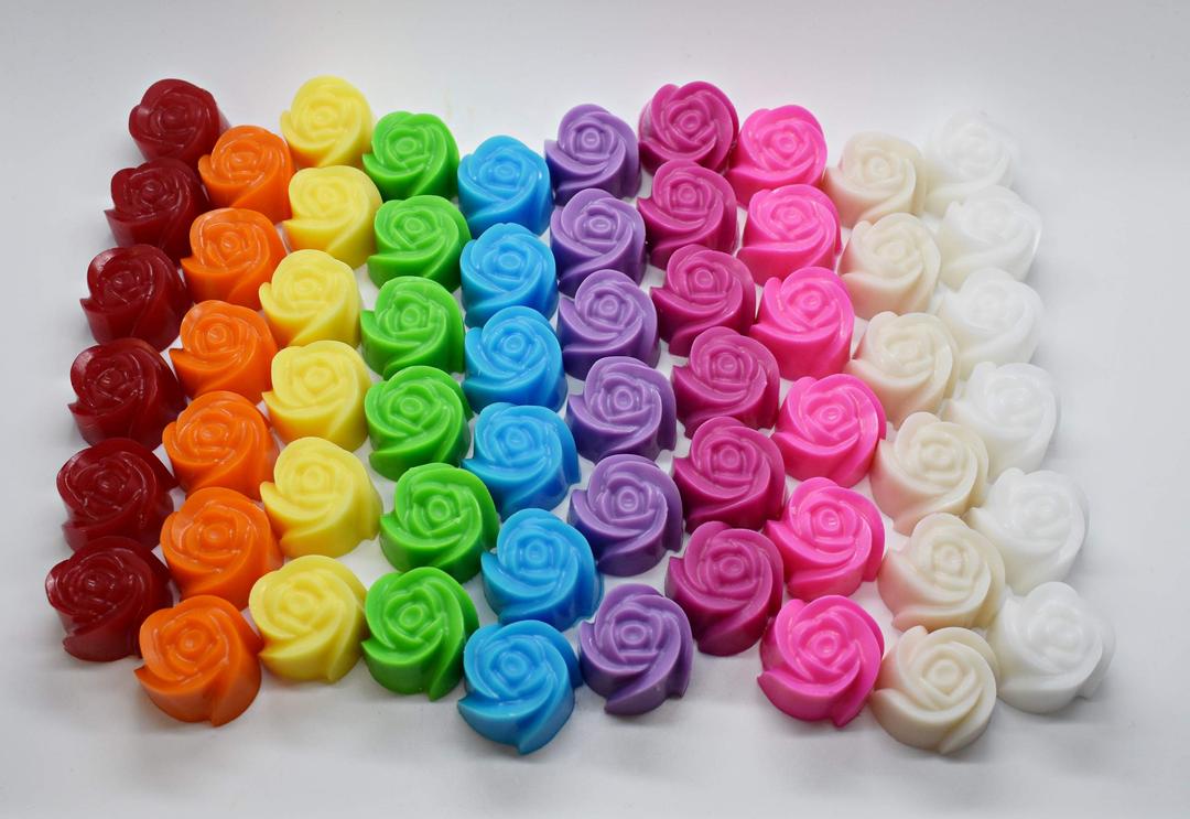 50 x Mini Rose Soap - Wedding Birthday Baby Hen Party Favours - Scented - BULK O (MIX OF COLOURS)