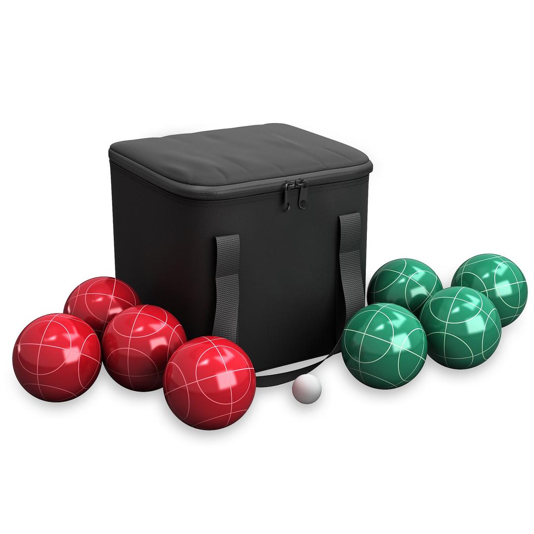 Hey! Play! Bocce Ball Set - Lawn Game for Backyard, Beach, or Wedding - Includes Red and Green Bocce Balls,