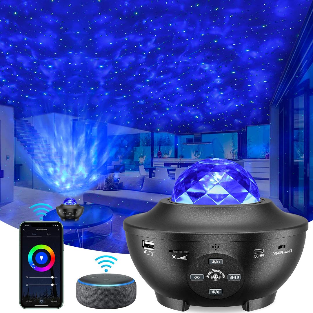 ARTINABS Galaxy WiFi Star Projector with Alexa Google Assistant Voice Control, Waves Nebulae Star LED Night Light Projector, Remote APP Timer Music Player Ceiling Projector for Kids Adult Bedroom