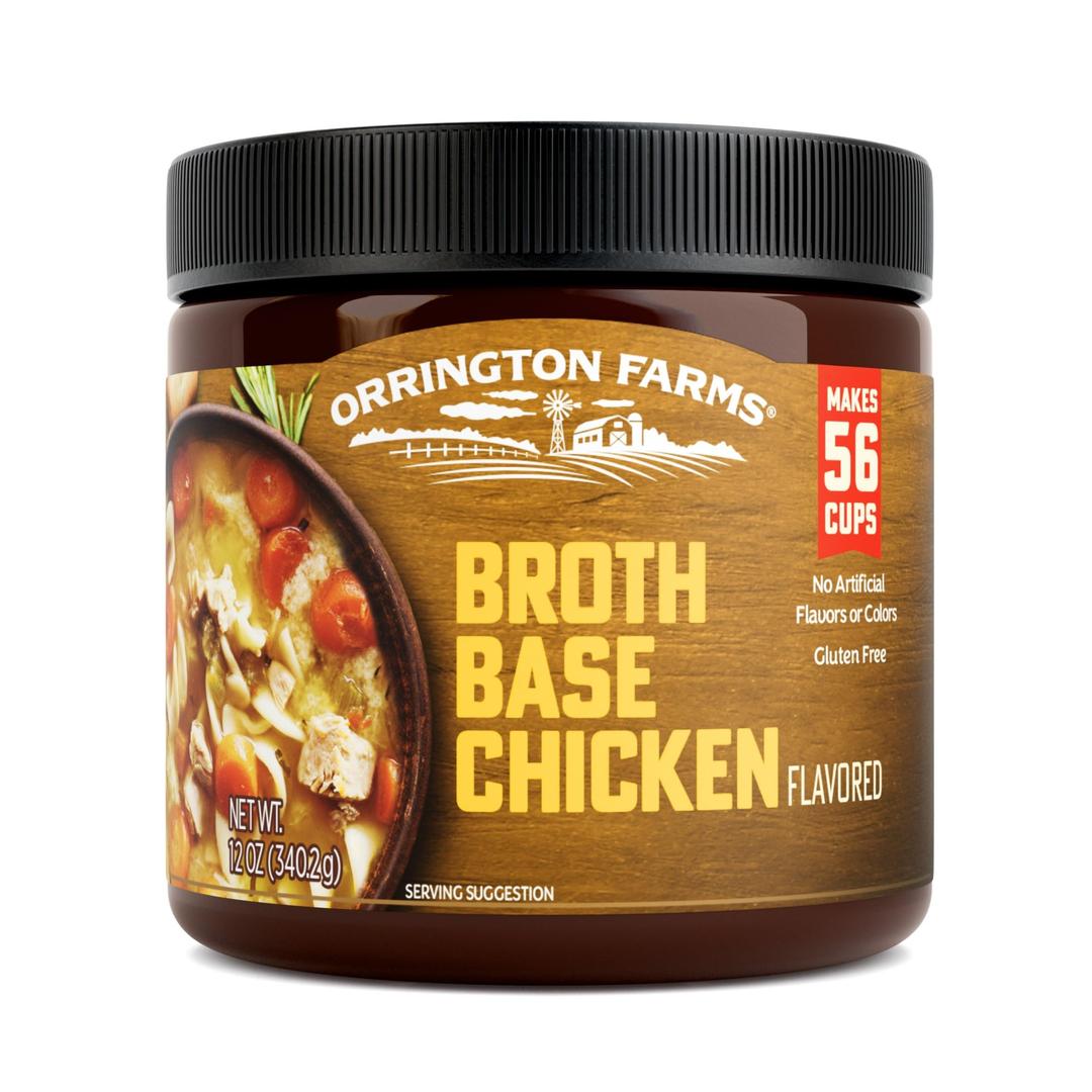 Orrington Farms Chicken Flavored Broth Base & Seasoning, Ready-To-Use, Chicken Bouillon Powder Concentrate, Versatile Usage, Season-To-Taste, Easy-To-Store, 12 oz Jar (Pack of 1)