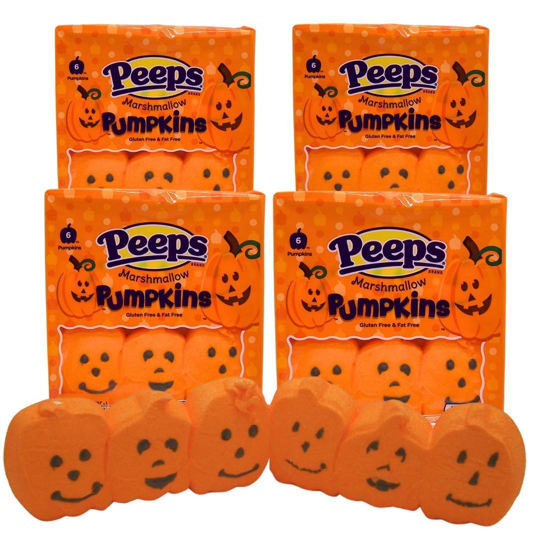 Peeps Marshmallow Candy Pumpkins, Halloween & Fall Candy, Halloween Basket Stuffers, Dessert Toppings, Pack of 4, 3.0 Ounces