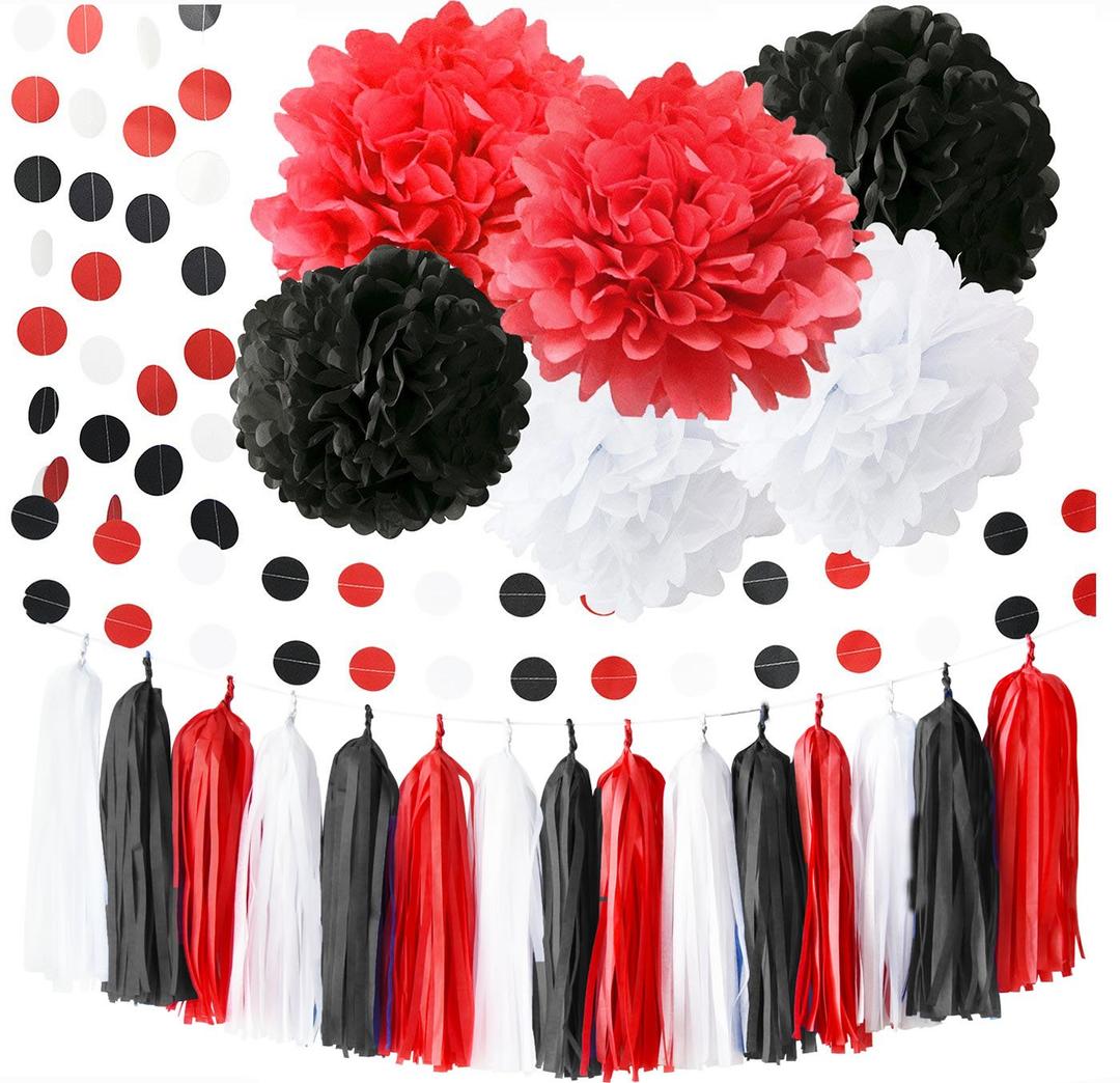 Black Red Graduation Decorations 2022/ Minnie Mouse Party Supplies 18th Birthday Party Decorations/White Black Red Baby Ladybug Birthday Party Decorations