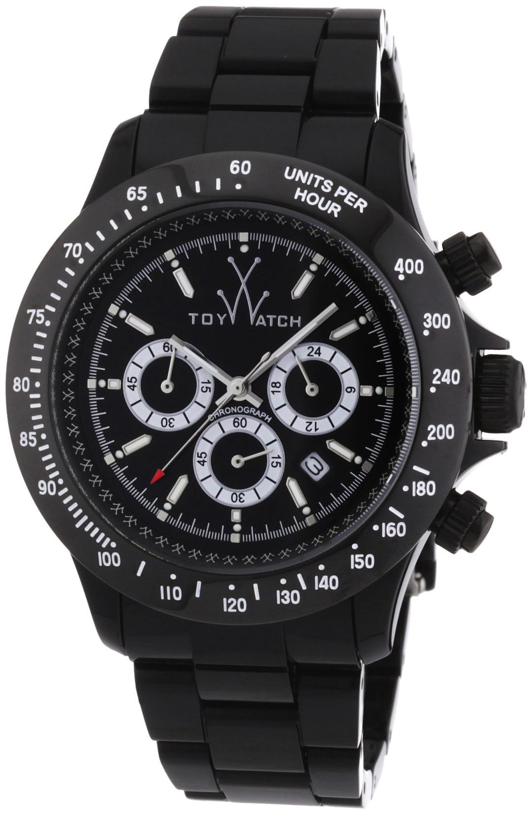 ToyWatch Fluo Collection Italian Black Chronograph Analog Plasteramic Watch FL49BKWH