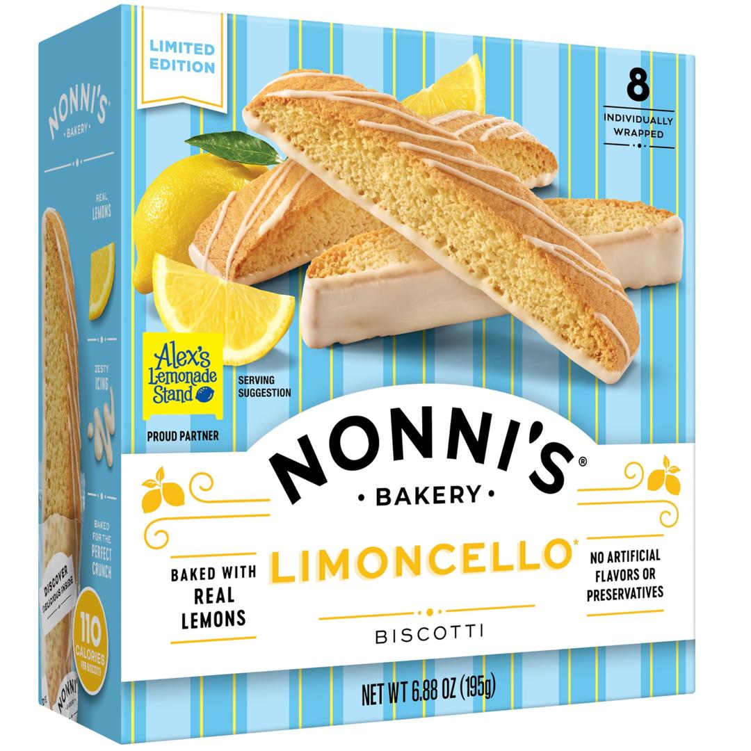 Nonni's Limoncello Biscotti Italian Cookies - Zesty Lemon Cookies - Biscotti Individually Wrapped Cookies - Limoncello Italian Biscotti Cookies w/White Icing - Kosher Coffee Cookies - 6.88 oz