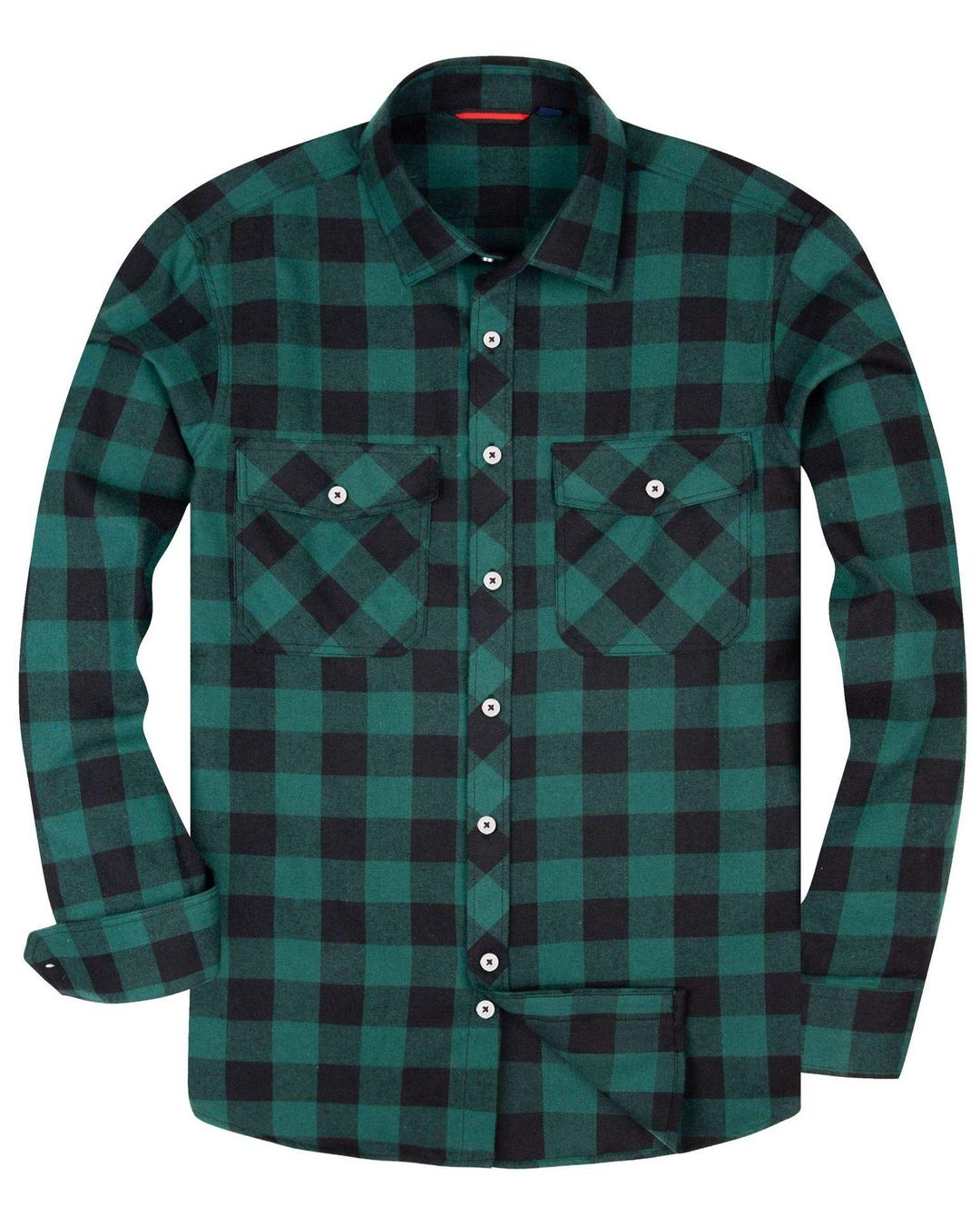 Alimens & GentleMen's Button Down Regular Fit Long Sleeve Plaid Flannel Casual Shirts