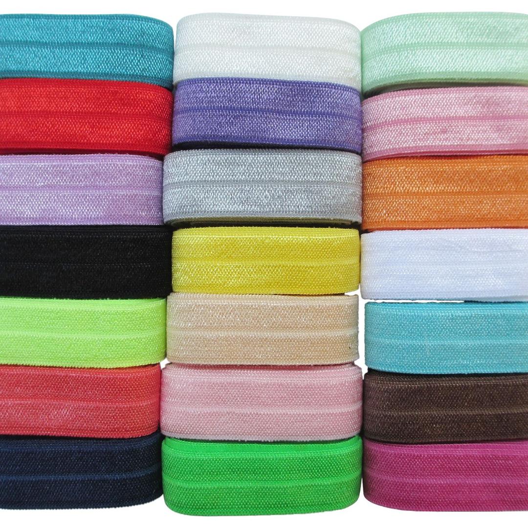 Chenkou Craft 20Yards Elastic Stretch Foldover FOE Elastics for Hair Ties Headbands Variety Color Pack 20colors (Multi-color, 5/8")