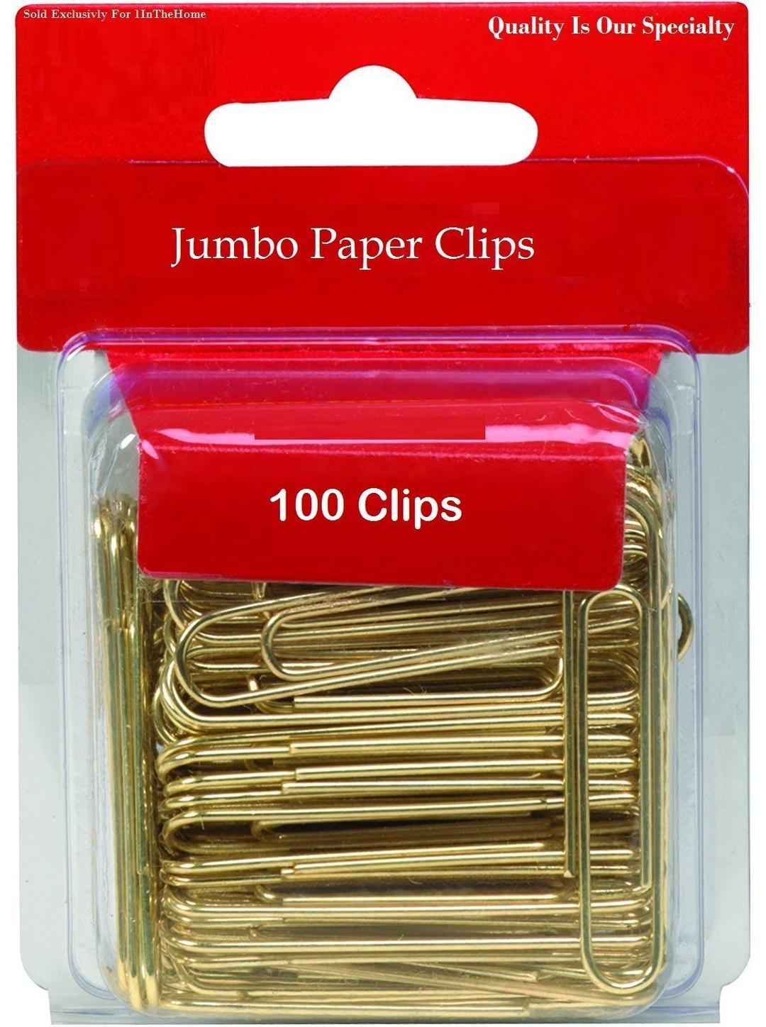 1InTheOfficeJumbo Paper Clips, Gold, Smooth, 100/Pack