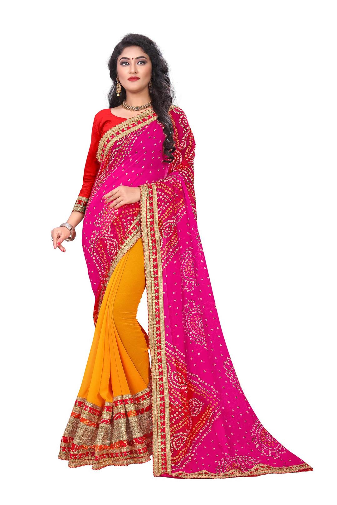 SARIKA Women's Georgette Saree With Un-Stitched Blouse Piece