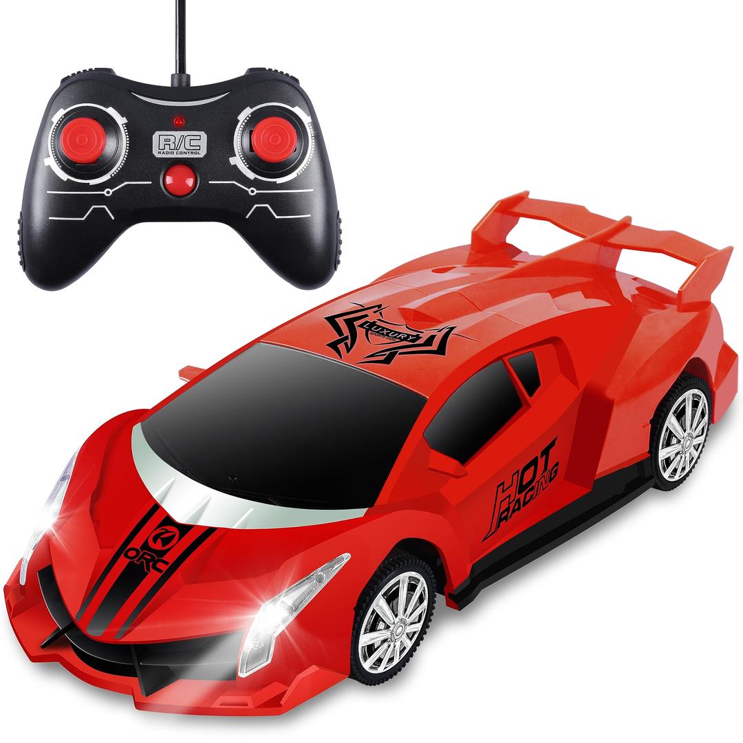 Remote Control Car, 2.4Ghz 1/18 Scale Model Racing Car Toys, RC Car for Kids and Boys with Cool Led Lights, Hobby RC Cars Toys Birthday Gifts for Age 3 4 5 6 7 8-12 Year Old Boys Girls