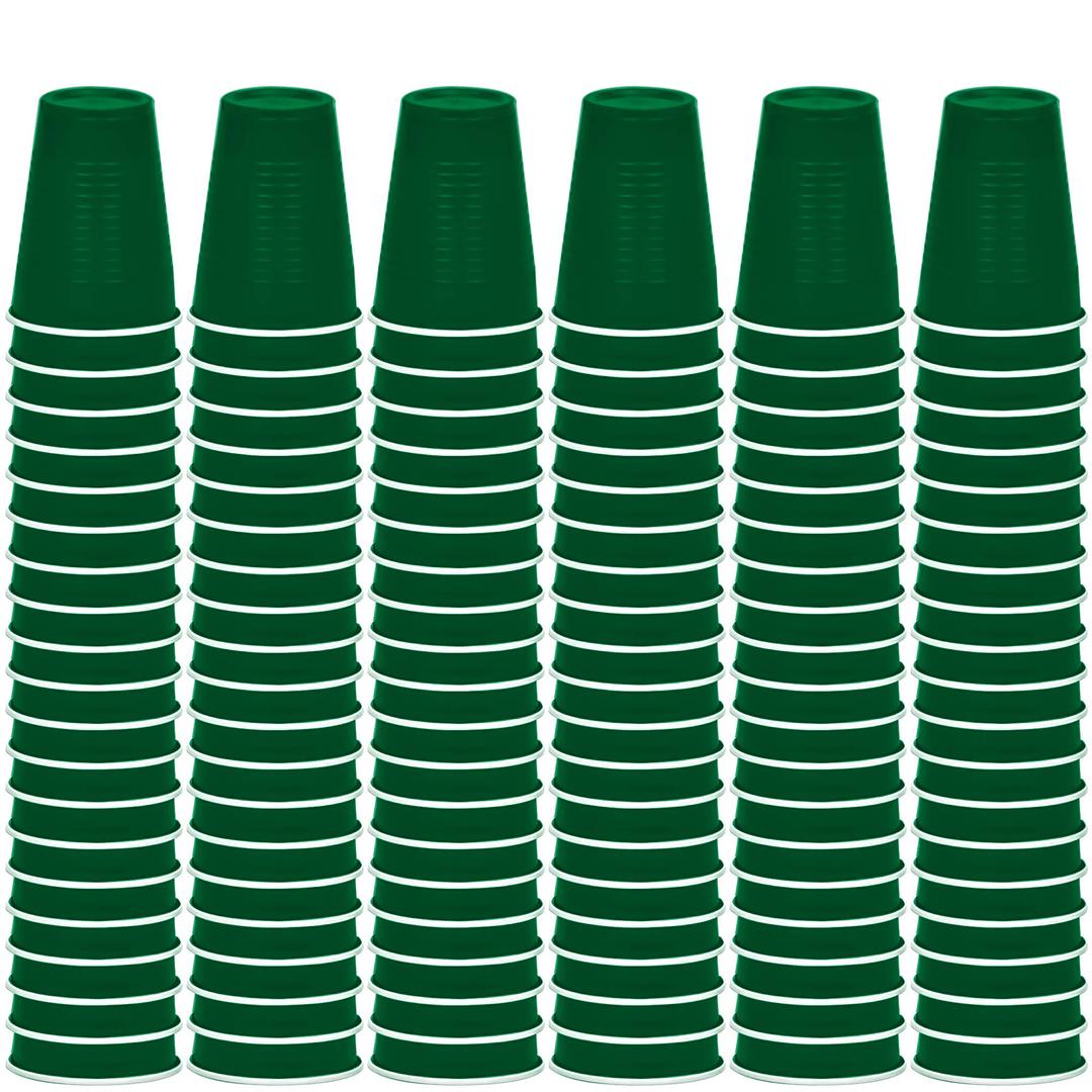 DecorRack Dark Green Plastic Cups, 12 oz Disposable Cups, Reusable Party Supplies (40 Count)