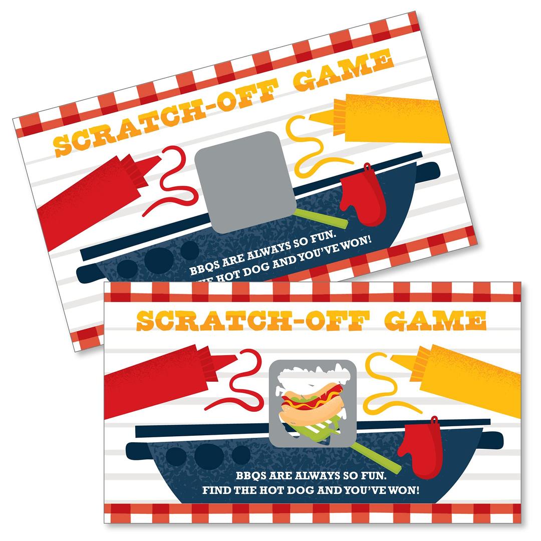 Big Dot of Happiness Fire Up The Grill - Summer BBQ Picnic Party Game Scratch Off Cards - 22 Count