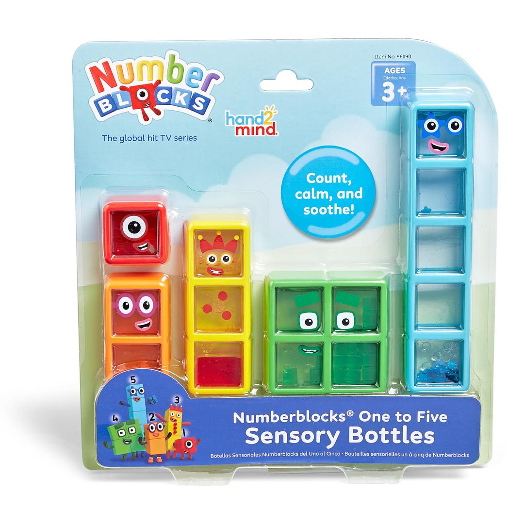 hand2mind Numberblocks One to Five Sensory Bottles, Number Toys, Toddler Counting Toys, Calming Sensory Toys, Calm Down Corner Supplies, Social Emotional Learning, Stocking Stuffers for Kids 3-5