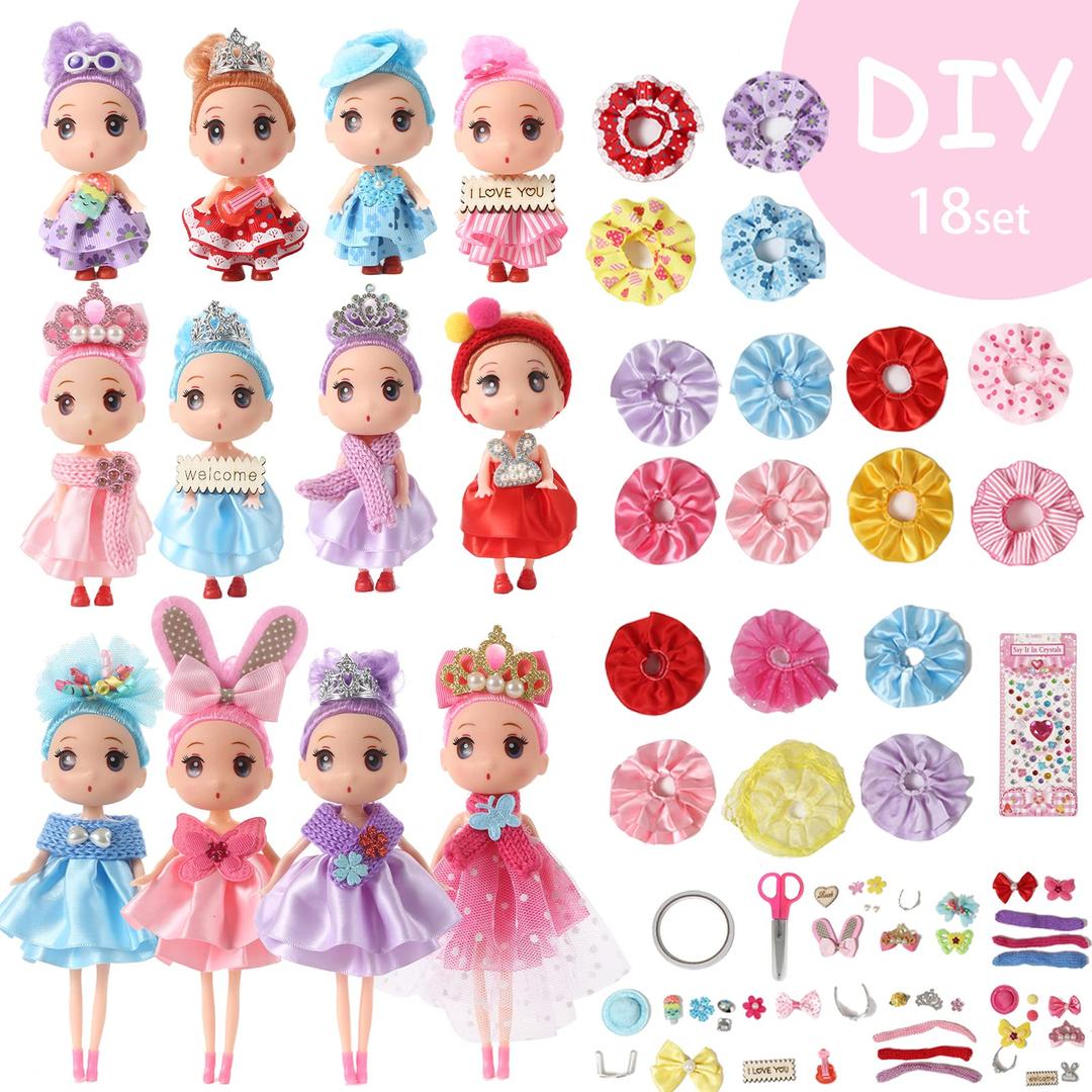 rhdol Fashion Designer Kits for Girls,DIY Doll Kit,12 pcs Dolls Model with Doll Clothes Making Kit DIY Arts and Crafts Kit Sewing for Kids Learning Toys for Girls Ages 6-8, 8-12+Birthday Gift