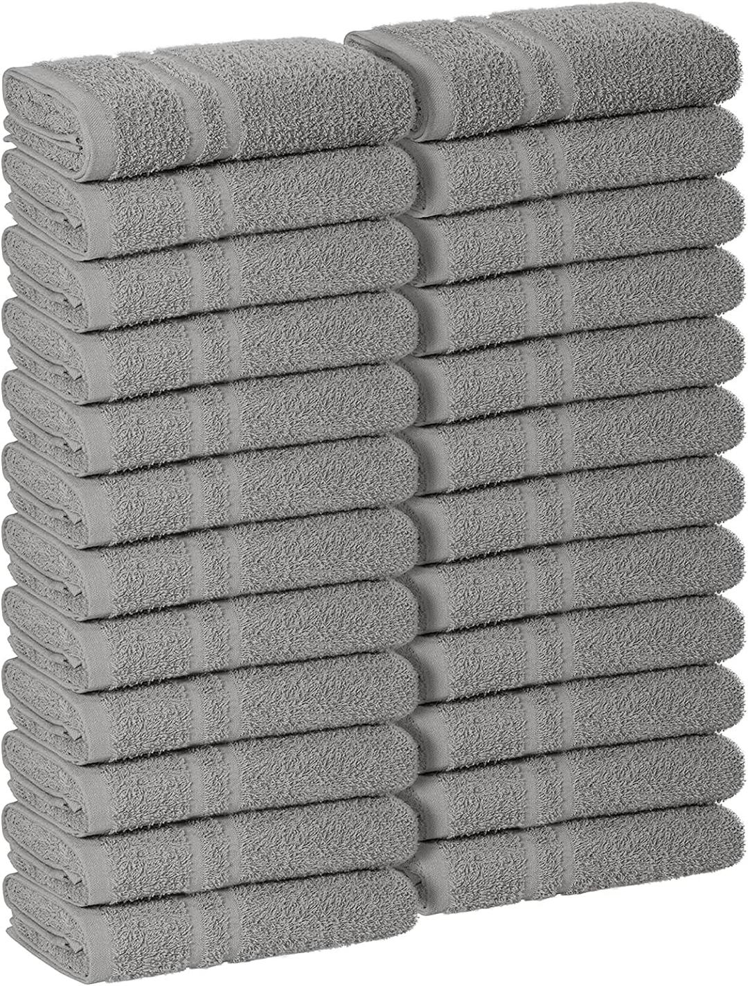 STF LinenSTF Linen Grey Salon Towel 16x27 Inch Hand Towels 24 Pack 100% Cotton Towels Bulk Absorbent Spa Gym Hair Drying Beauty Face Napkins