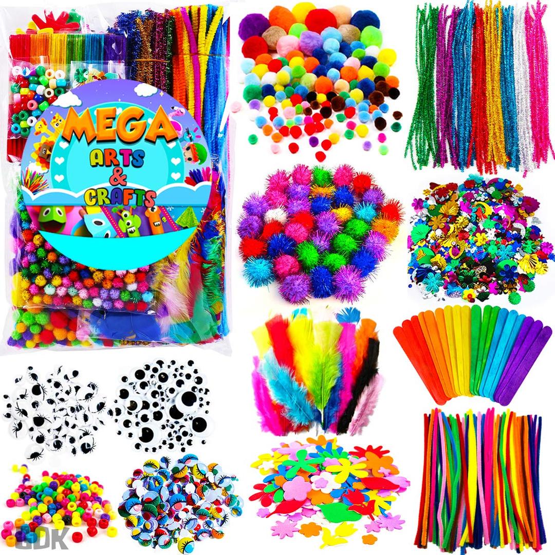 GoodyKing Arts and Crafts Supplies for Kids - 1170Pcs+ Craft Art Supply Kit for Toddlers Kids Craft Supplies & Materials Age 4 5 6 7 8 9 - All in One D.I.Y. Crafting School Supplies (Large)