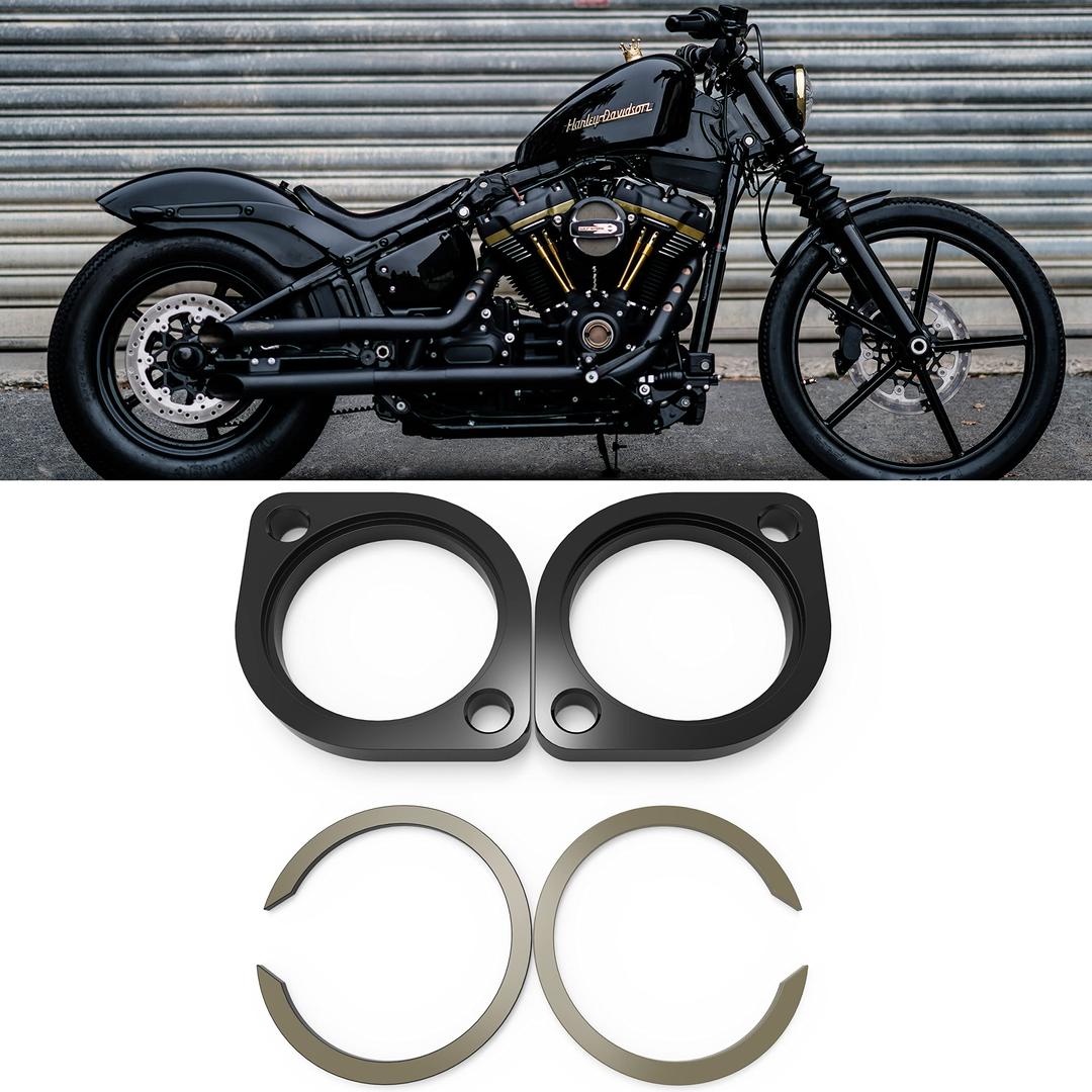 Exhaust Flange Kit For Harley Davidson 1984-2023 Touring, Dyna, Softail, Sportster, Evolution Big Twin, Evolution, and Twin Cam Models, Heavy Duty, No Rust by VANJOY (black)