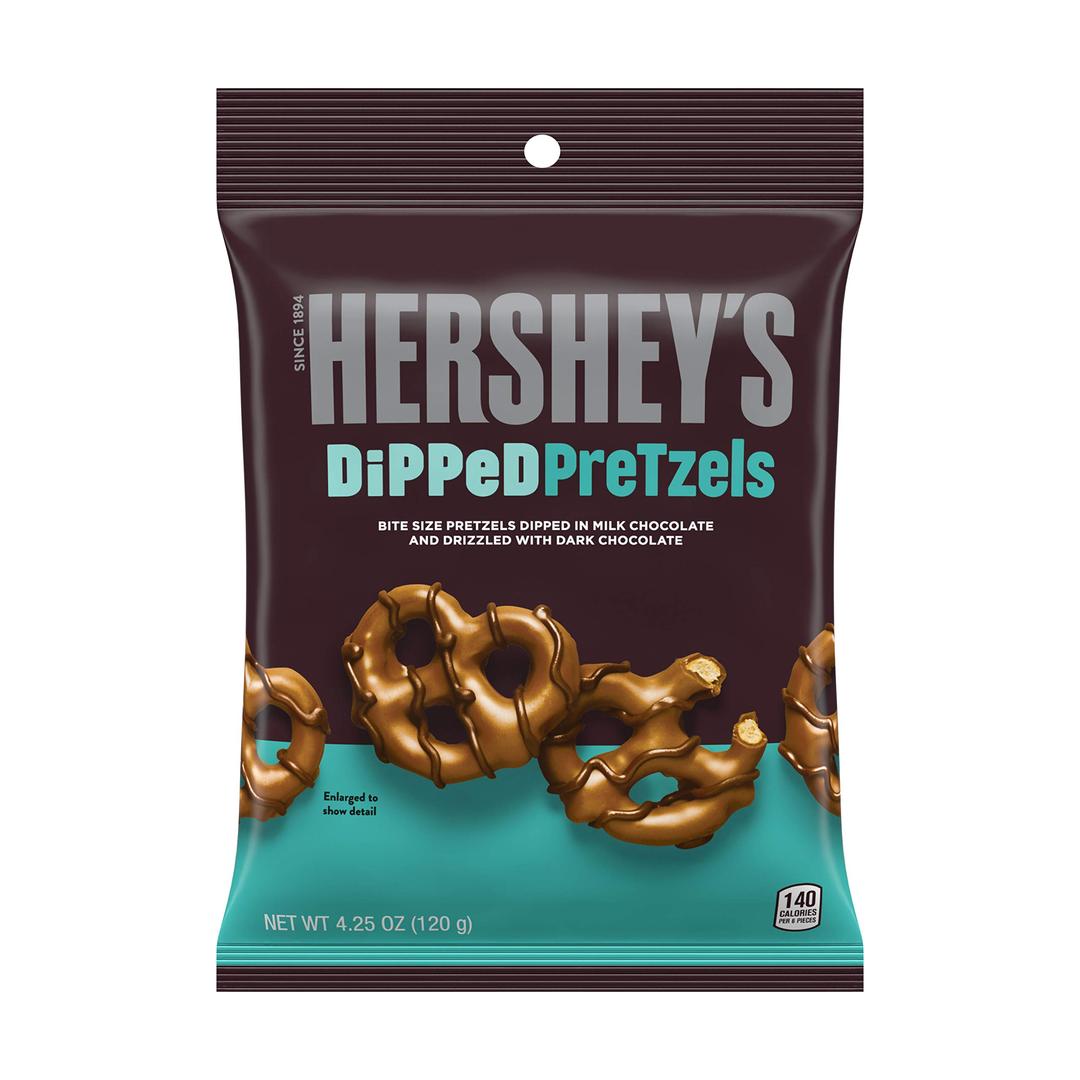 HERSHEY'SDipped Pretzels, 4.25 oz. Bags, Case of 12 (Milk Chocolate)