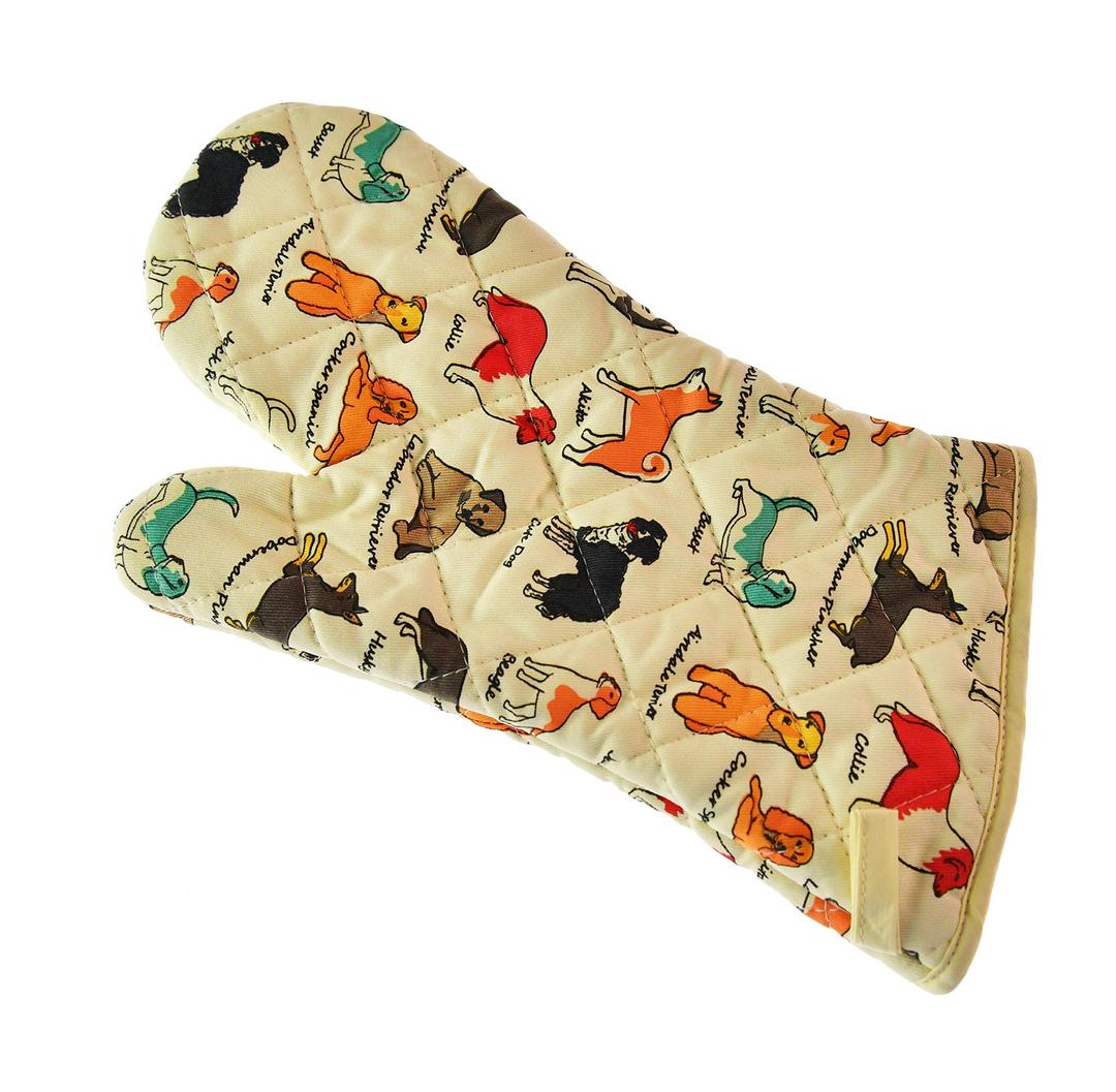 Home-X Cotton Oven Mitt for Cooking and Serving, Dog Breed Print, Bright Pattern