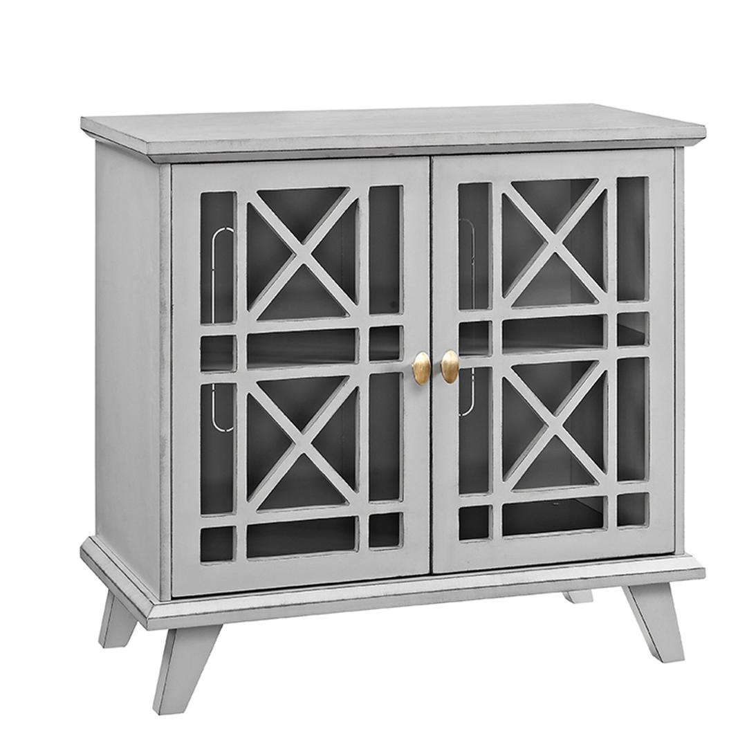 Walker Edison Wood Kitchen Accent Buffet Sideboard Entryway Serving Storage Cabinet with Doors Entryway Kitchen-Dining Room Console Living Room, 32 Inch, Grey