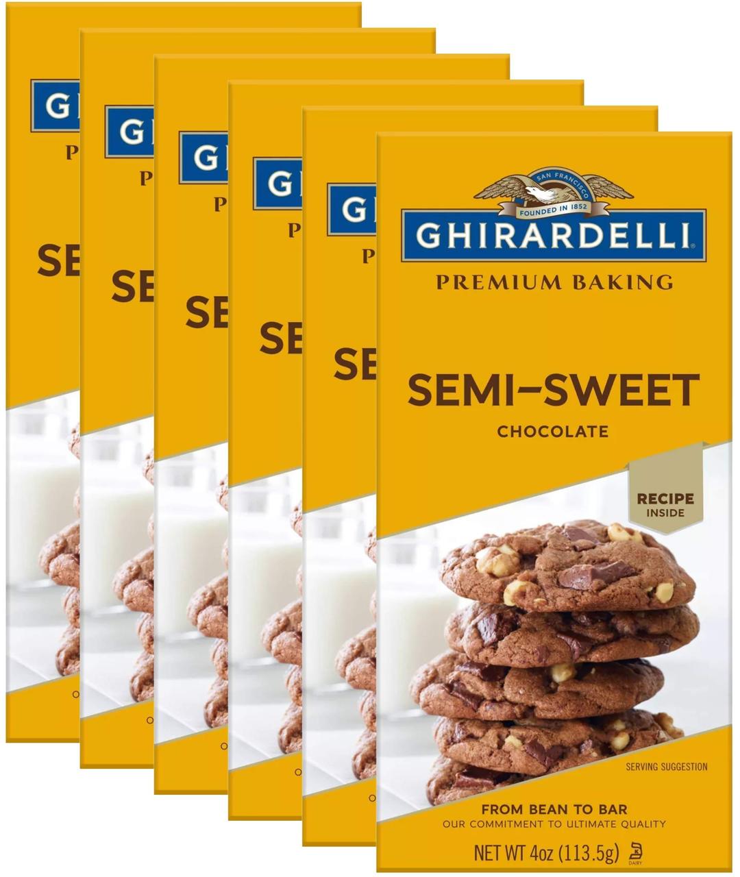 GhirardelliChocolate Baking Bar, Semi-Sweet Chocolate, 4-Ounce Bars (Pack of 6)