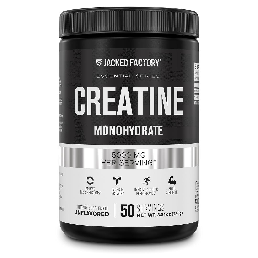 Jacked Factory Creatine Monohydrate Powder 250g - Creatine Supplement for Muscle Growth, Increased Strength, Enhanced Energy Output and Improved Athletic Performance 50 Servings, Unflavored