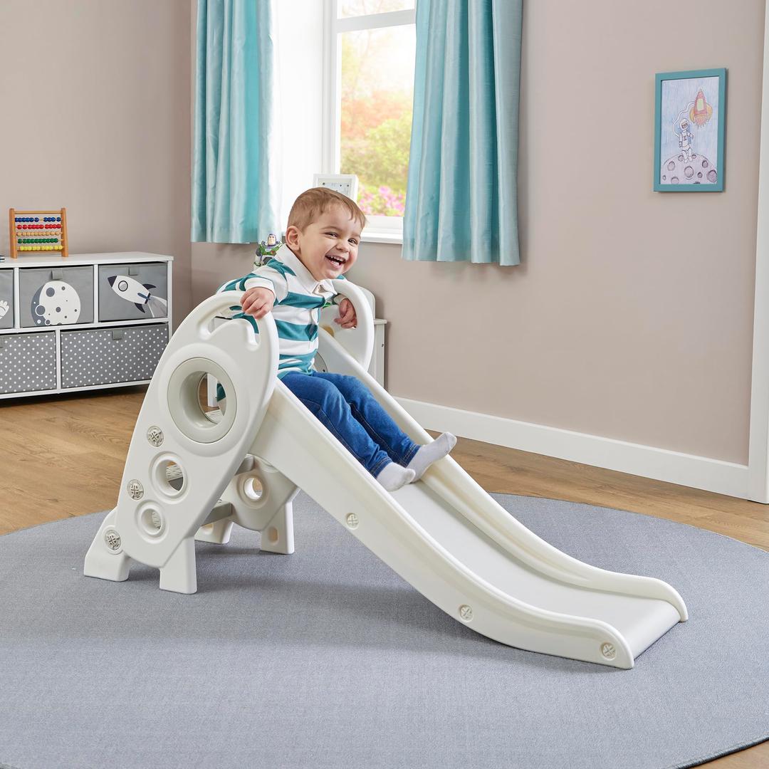 Liberty House ToysKids Rocket Slide - First Slide, Playset for Indoor or Outdoor use Garden Slide White and Grey, H645 x W330 x D1250mm, LHT191WH