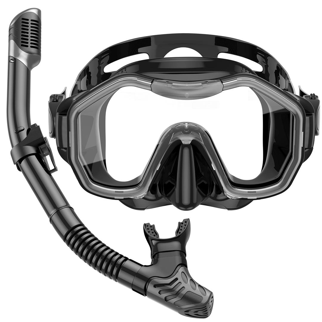 Snorkeling Gear for Adults, Dry-Top Snorkel Set, 180°Panoramic Wide View Diving Mask Breathing Freely Snorkel Mask for Snorkeling Scuba Diving Swimming Travel