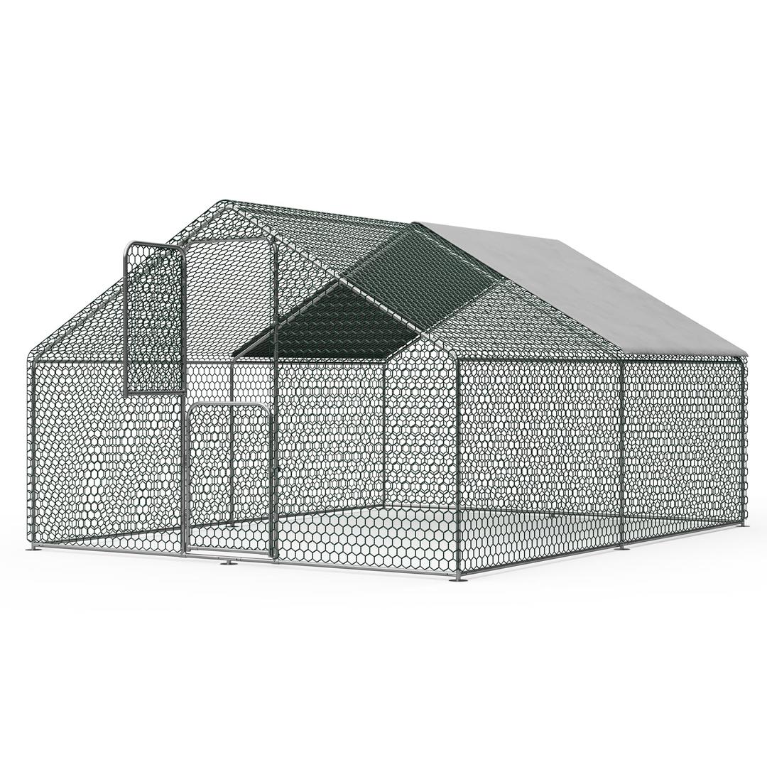 UDPATIO Large Chicken Coop, Walk in Chicken Run House, Chicken Pens Outdoor, Metal Portable Chicken Tractor Cage Enclosure Crate Outside for Small Animals Duck Rabbit Hen, 12x10x6 FT