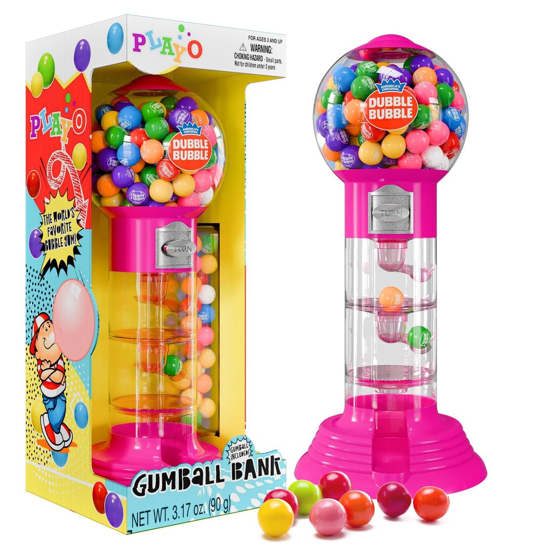 PlayO 10.5" Gumball Machine for Kids, Spiral Style Candy Dispenser for Gifts, Parties or Events - Bubblegum Machine w/Gumb Balls Included