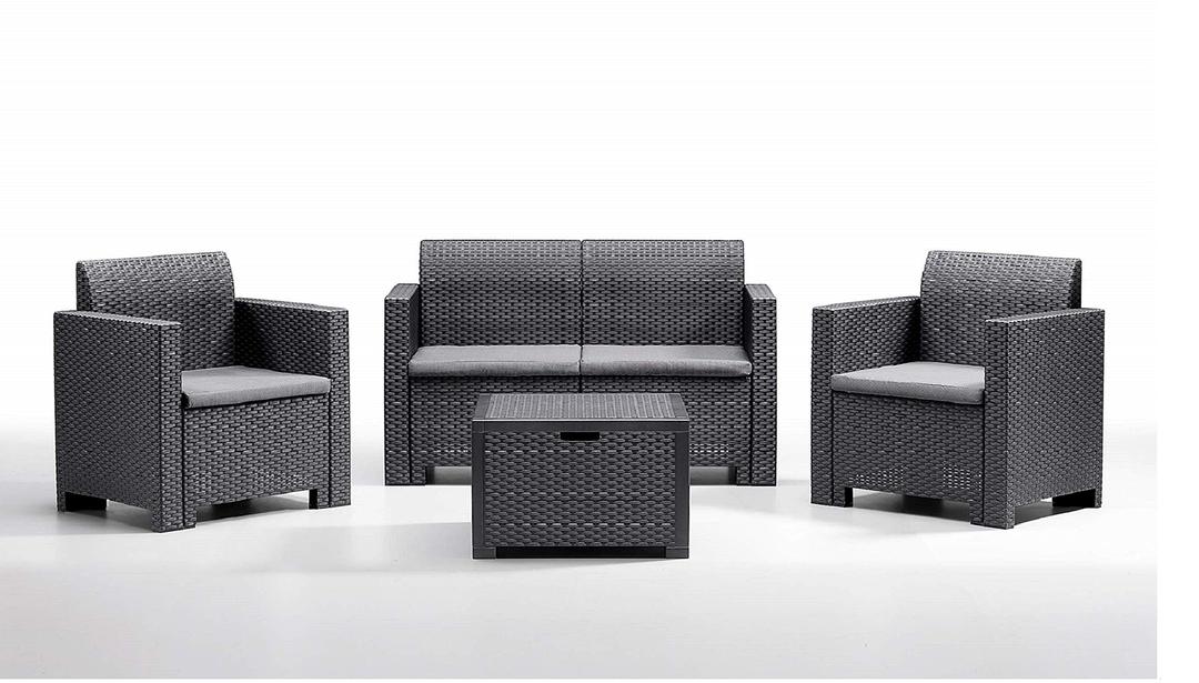 Bica Nebraska 2 Set, Lounge Set 4 Places, Graphite, Rattan Finish