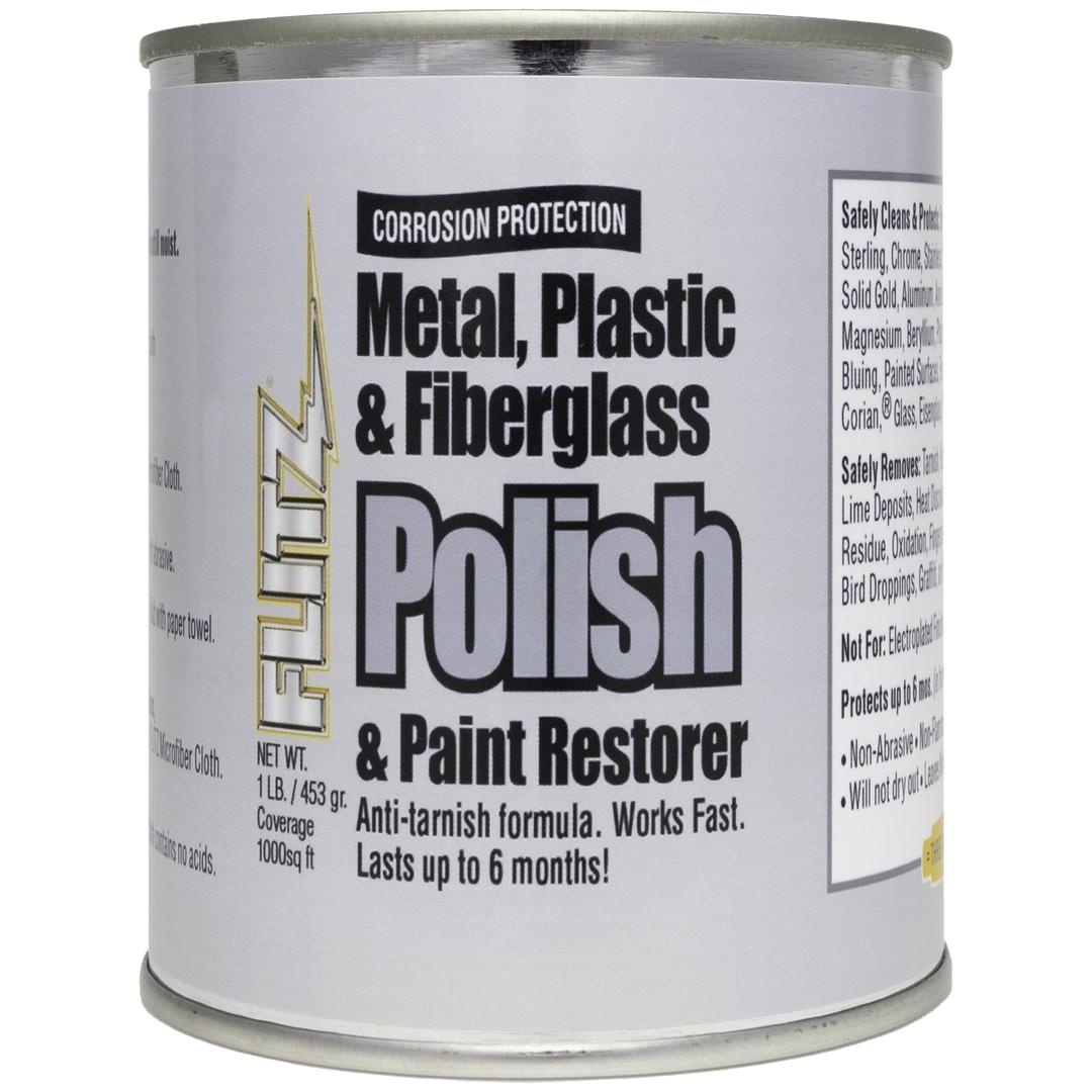 FlitzMetal Polish and Cleaner Paste, Also Works on Plastic, Fiberglass, Aluminum, Jewelry, Sterling Silver - Headlight Restoration and Rust Remover - Made in the USA - 1 LB