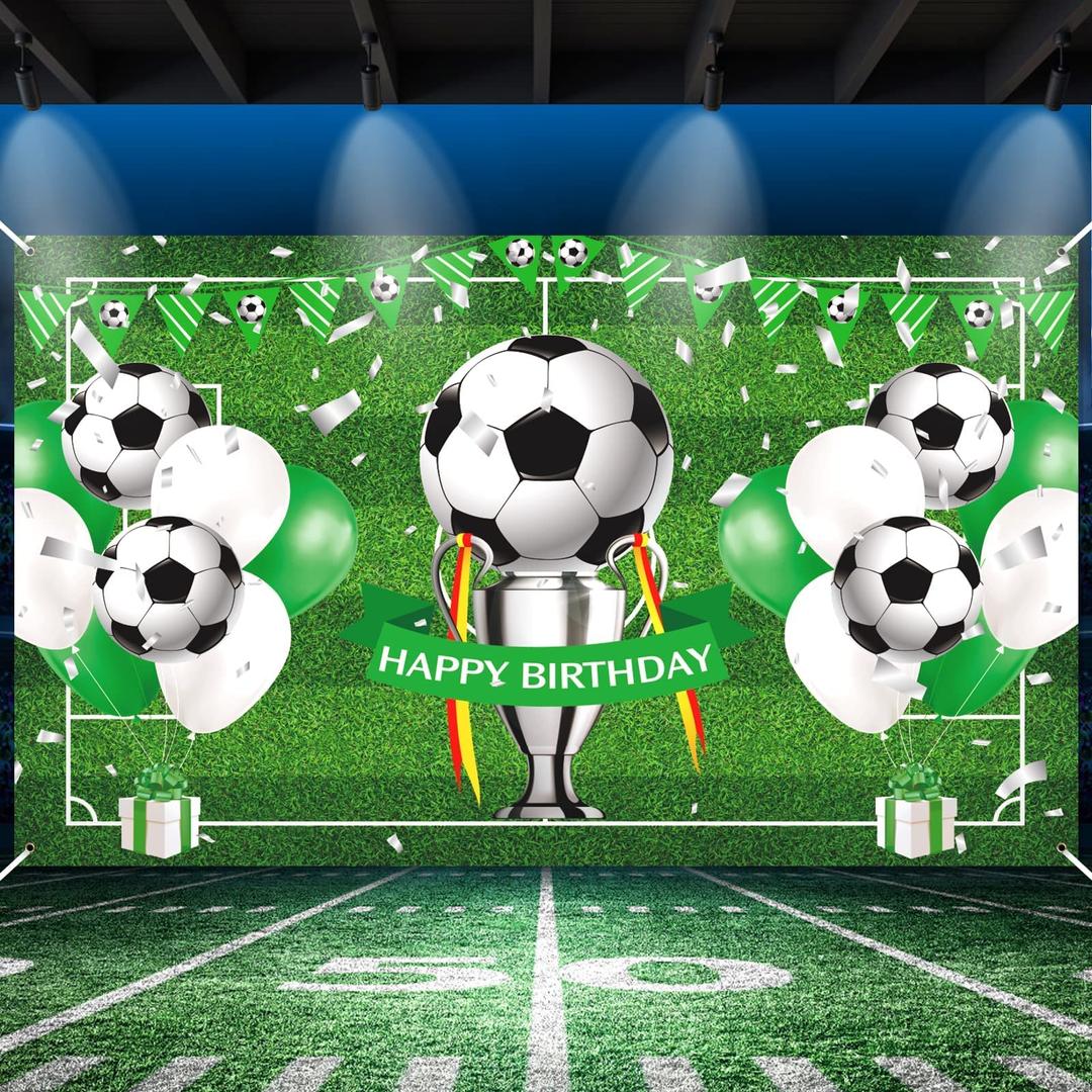 Soccer Birthday Party Decorations Soccer Happy Birthday Banner for Boys Teens Large Sport Themed Birthday Banner for Soccer Football Birthday Anniversary Holiday Party Supplies